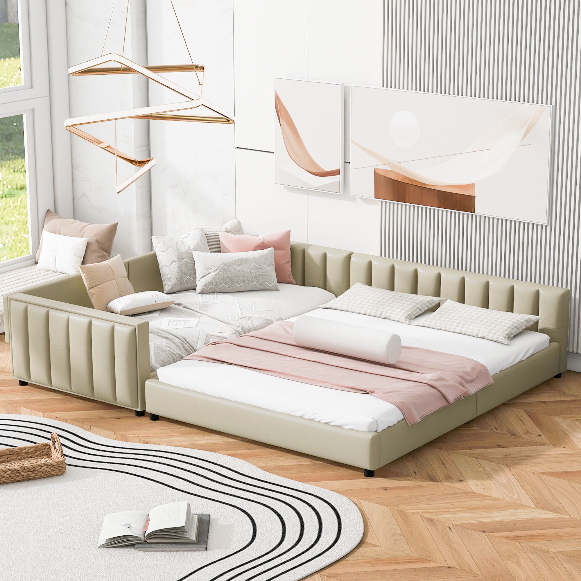 Upholstered Platform Bed, Mother & Child Bed