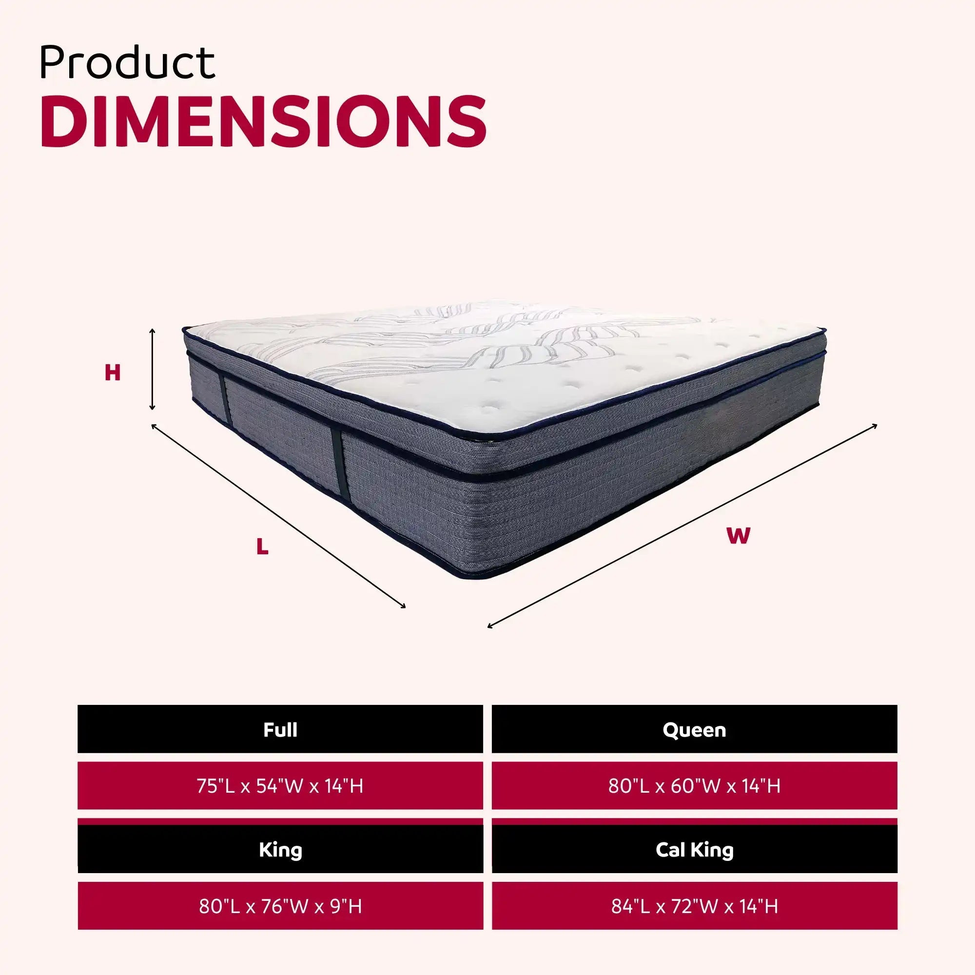 King Size Hybrid Plush Foam Mattress, Soft Polyester Knit Cover, Multi Layer Foam Mattress - White / Gray