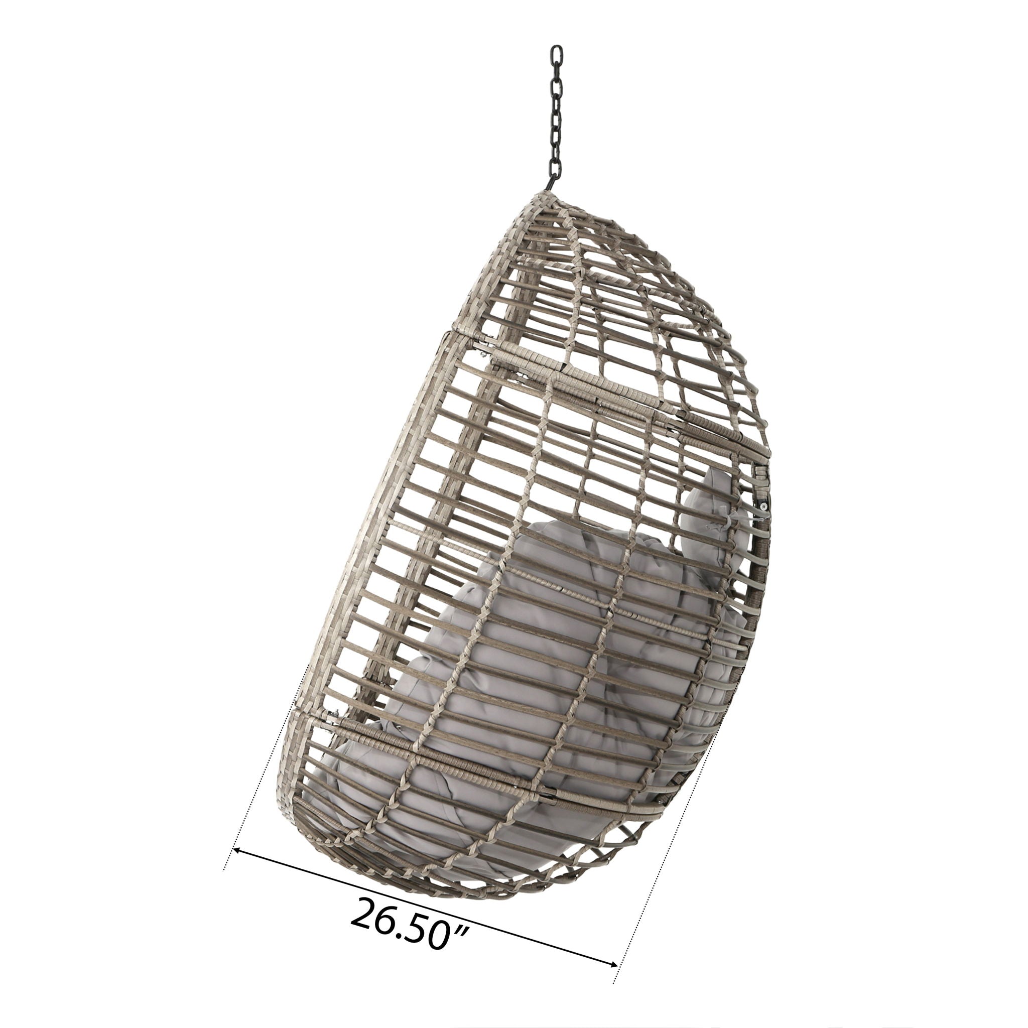 Hanging Basket Chair With Metal Frame And Seat Cushion