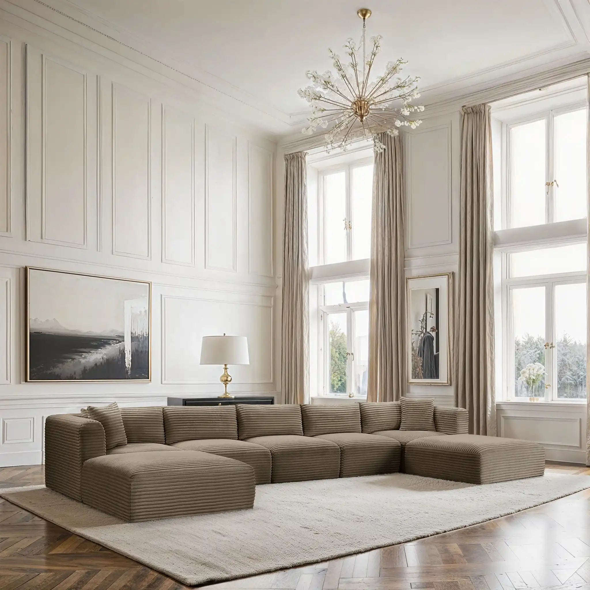 Shaggy - Fabric 7 Piece Modular Sectional With 2 Ottomans
