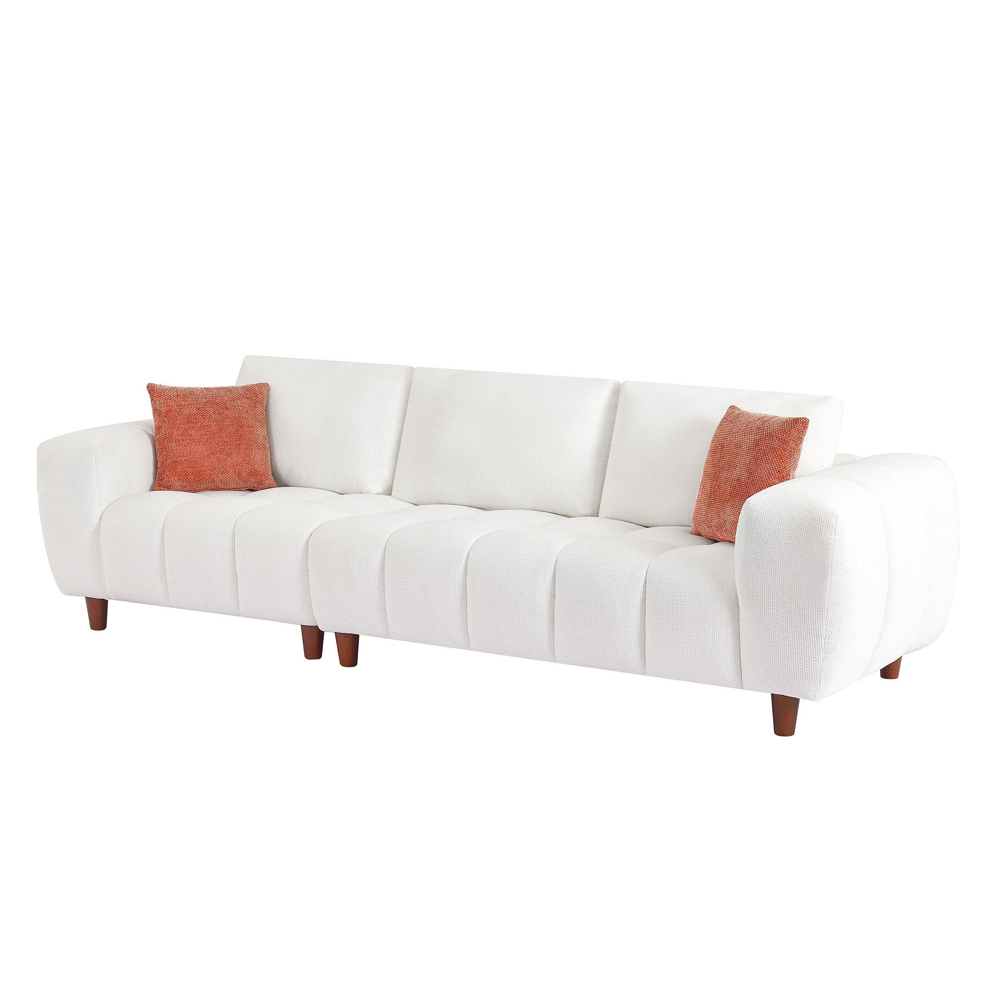 111.81 Inch Sectional Sofa Couch Fabric Couch in White