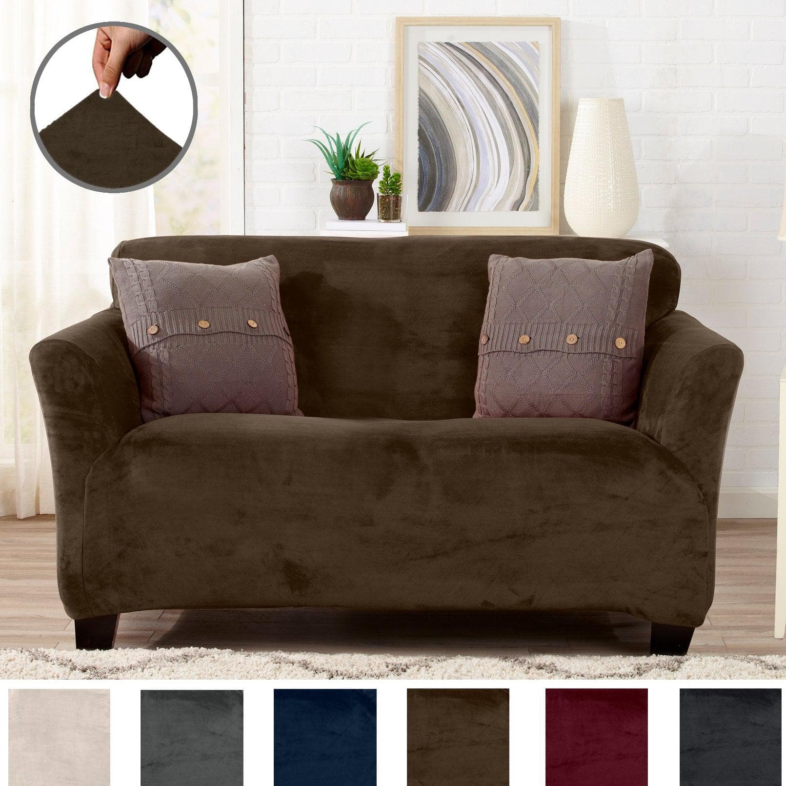 Velvet Stretch Slipcover - Gale Collection - Best Buy Furniture
