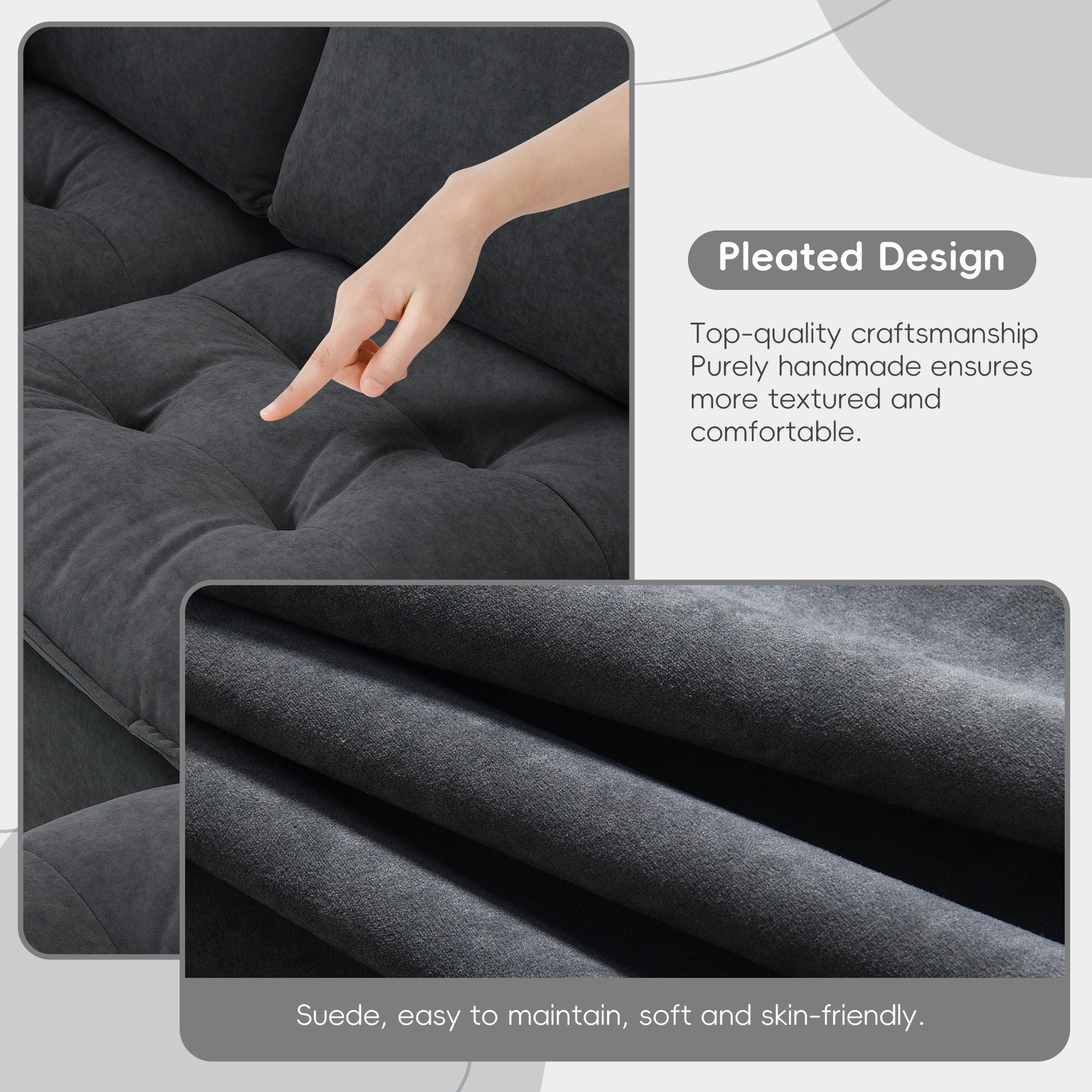 Modern Convertible Sectional L Shaped Reversible Couch Set With Free Pillows 4 Seat Suede Sleeper Sofa With Ottoman