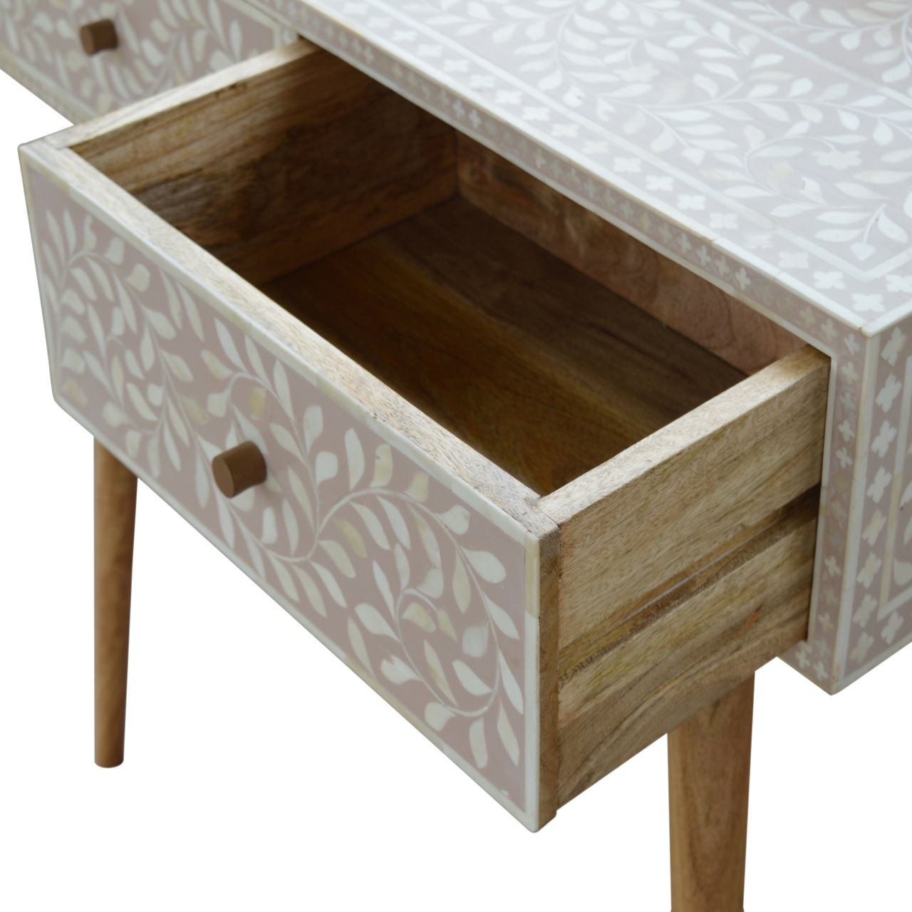 Floral Bone Console - Beige / White