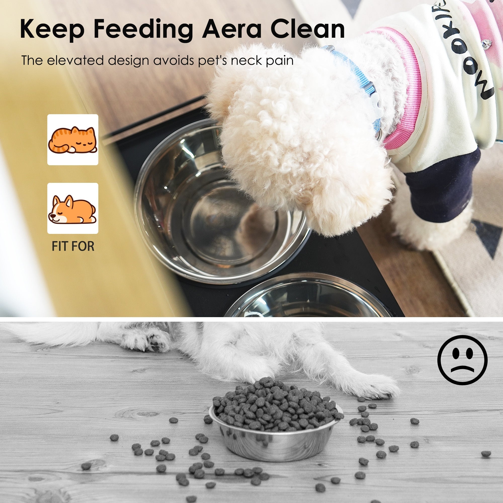 Feeding Station with 1 Storage Cabinet Black