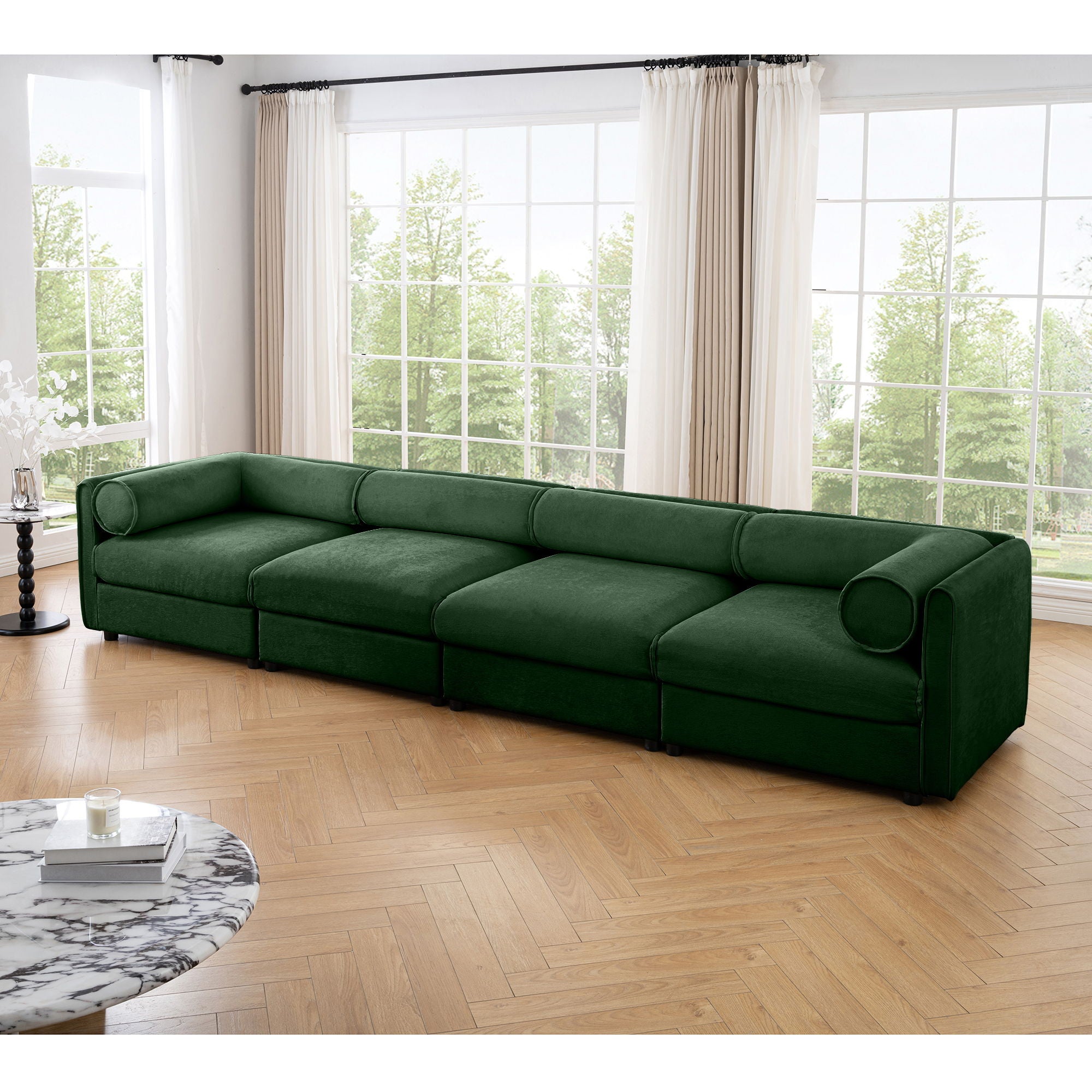 Stylish Chenille Sofa With Storage Seat And Cylindrical Backrest - Best Buy Furniture