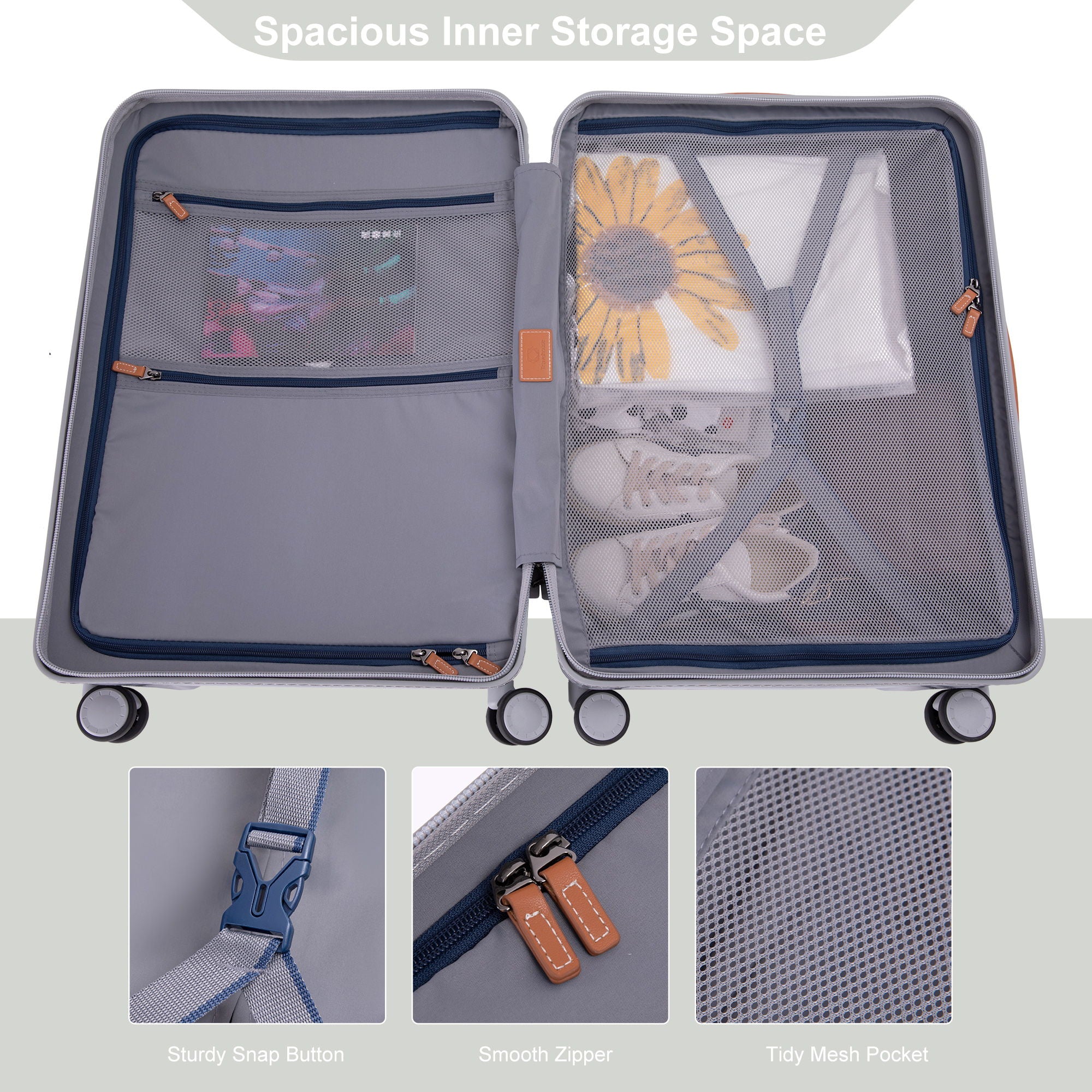 24" Luggage Lightweight Suitcase Tsa Lock USB Port Luggage Wheel