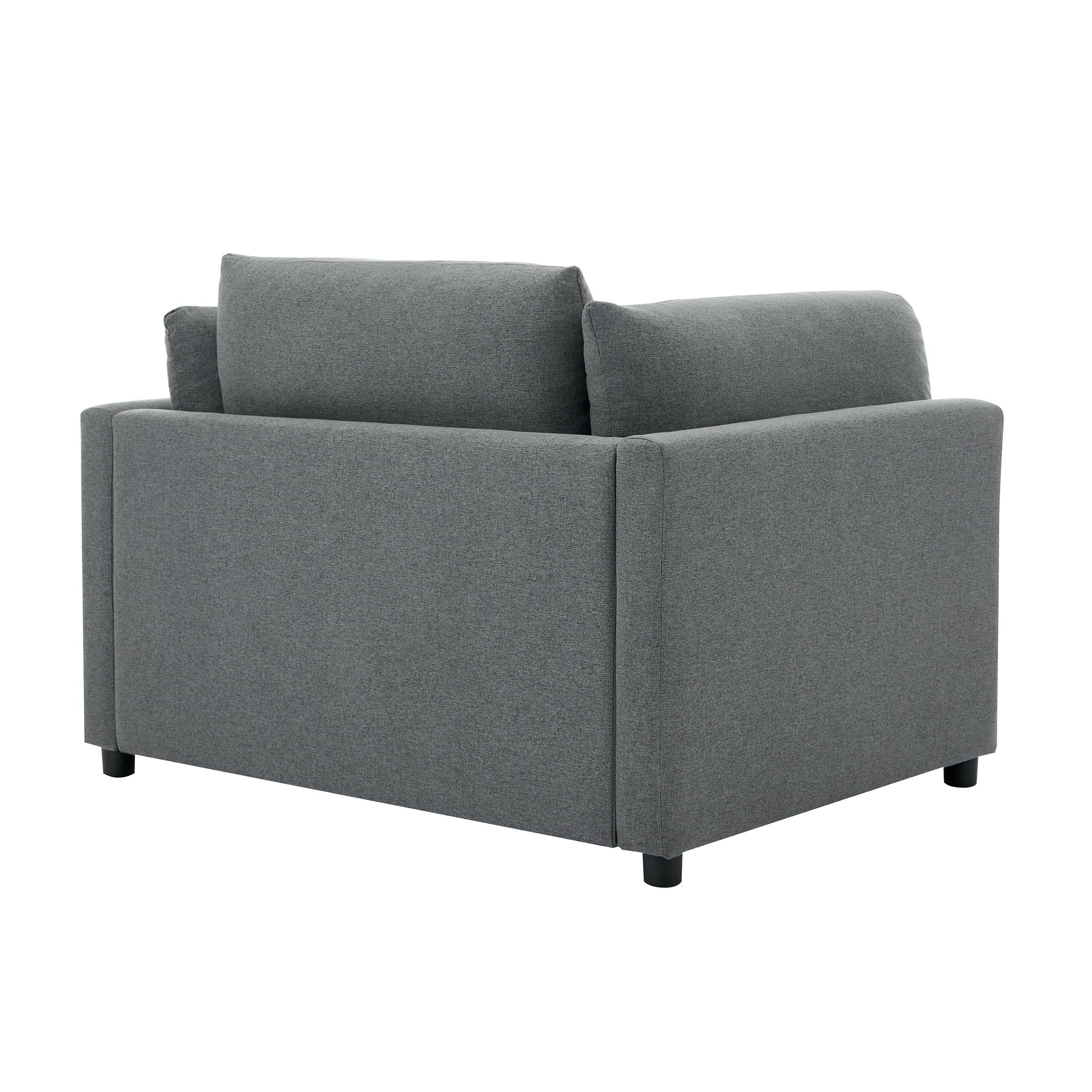 Wide Modern Oversized Armchair With Ottoman Stool, Single Sofa With Lumbar Support, Accent Chair