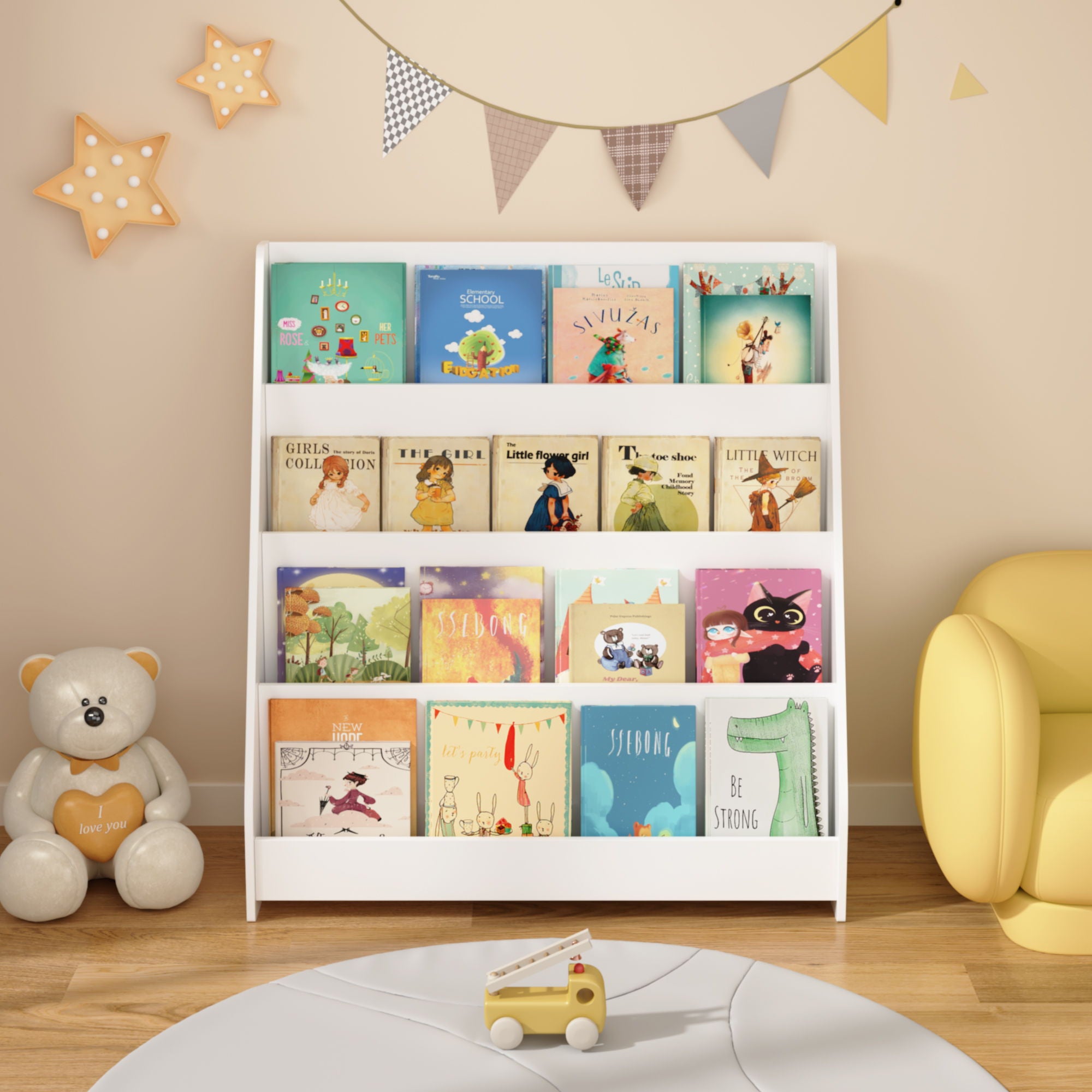 4 Tier Bookshelf, Toddler Book Display Shelves