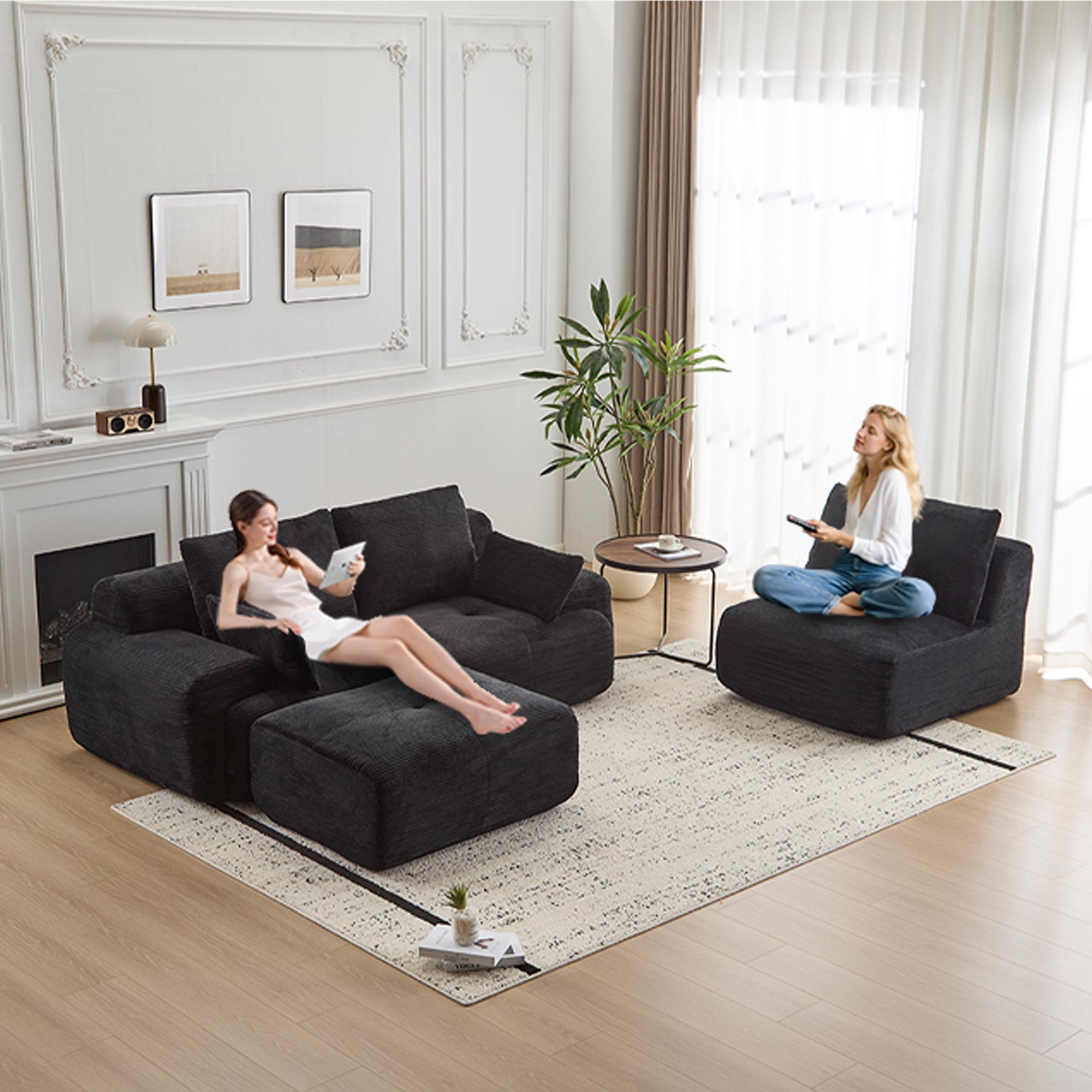 Compressed Sofa, Large Sectional Couches For Living Room - Black