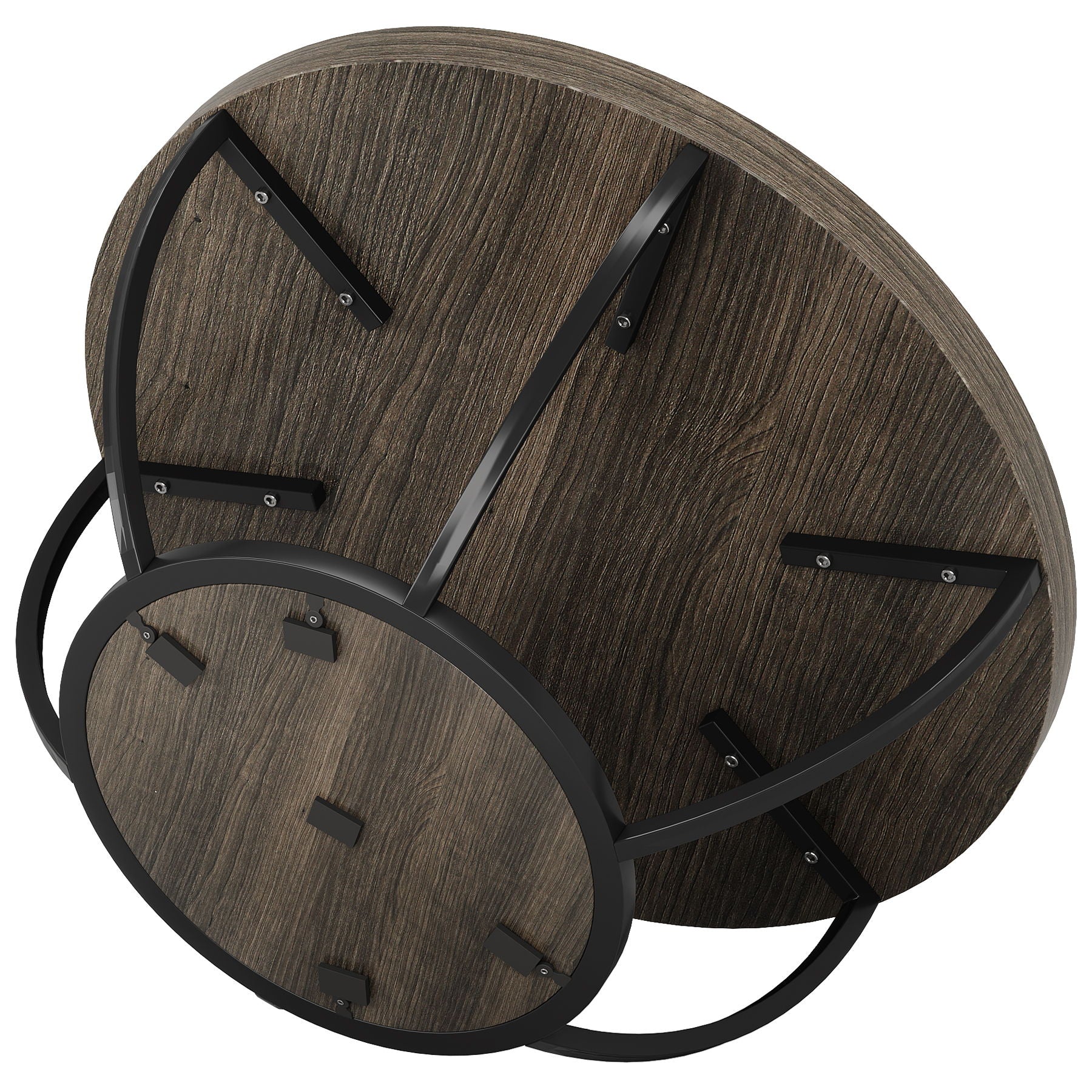 2 Tier Circle Coffee Table With Storage Shelves