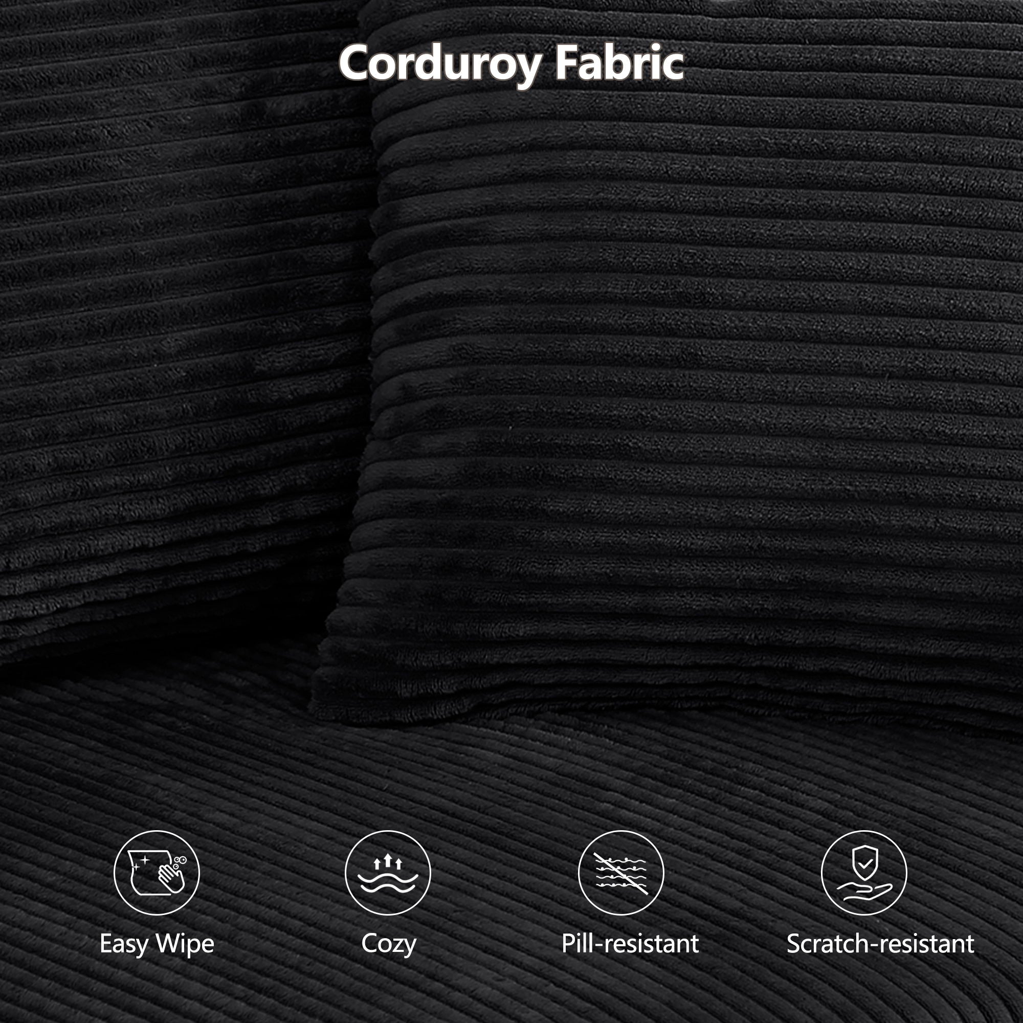 Luxury 8 Piece Modular U Shaped Sectional Sofa With Oversized Chaise Lounge And Bed Corduroy Upholstery