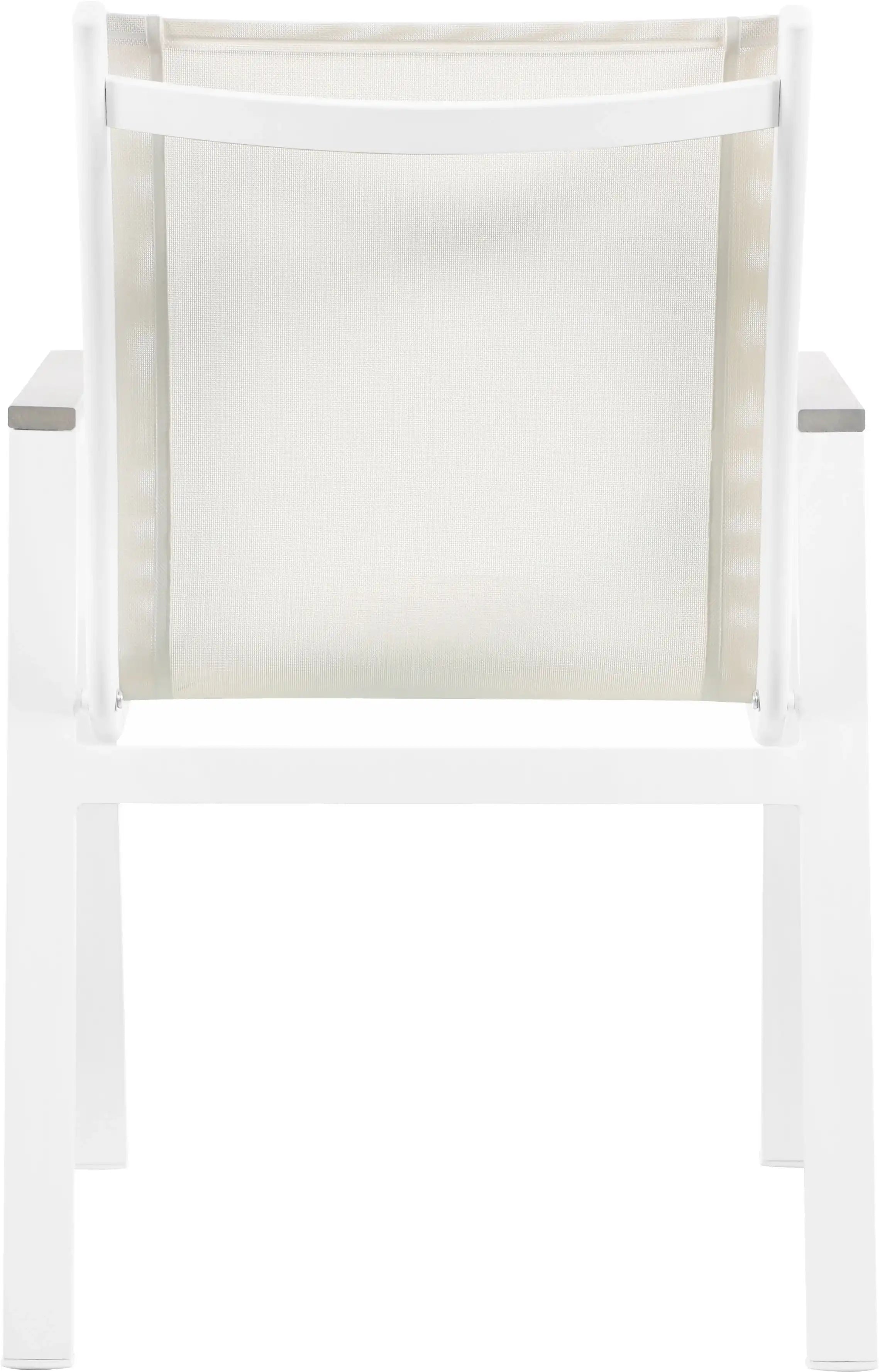 Nizuc - Outdoor Patio Dining Arm Chair With White Frame And Gray Arms (Set of 2)