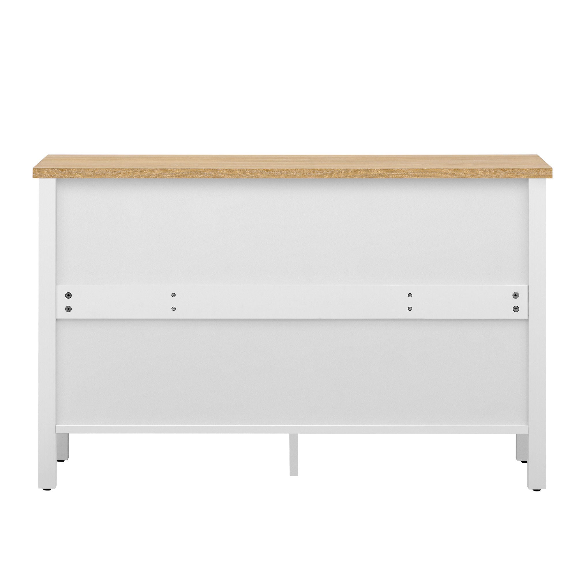 Retro TV Stand With 3 Spacious Cabinets, Glass Cabinet Doors And Anti-Tip Device