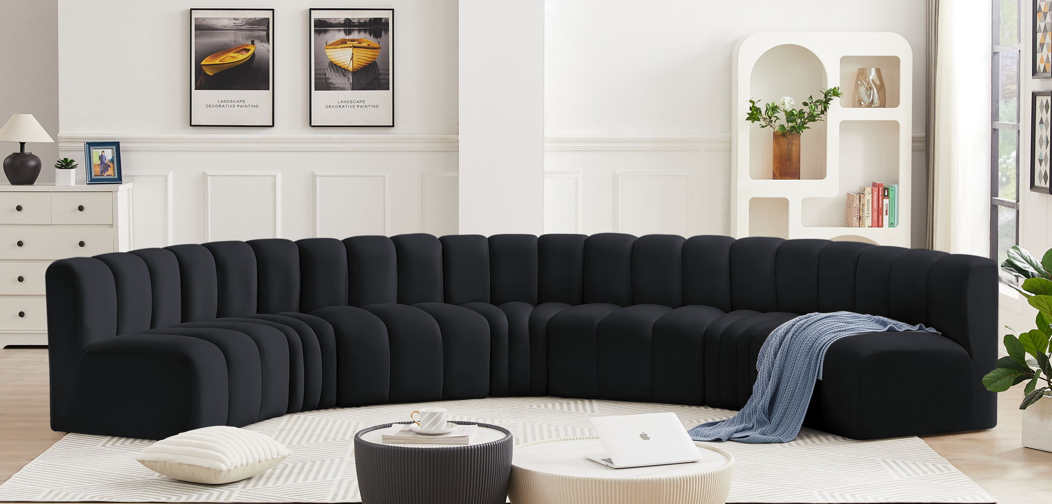 Arc - Velvet 7 Piece U-Shaped Modular Sofa