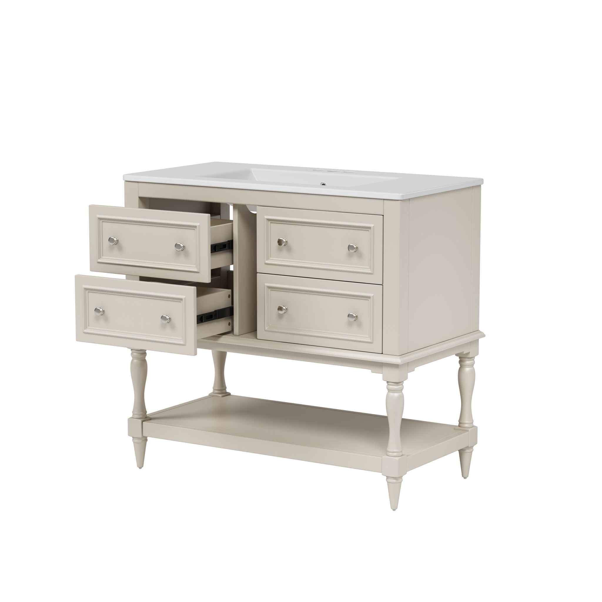 Bathroom Vanity Cabinet With Undermount Sink, 4 Drawer Set