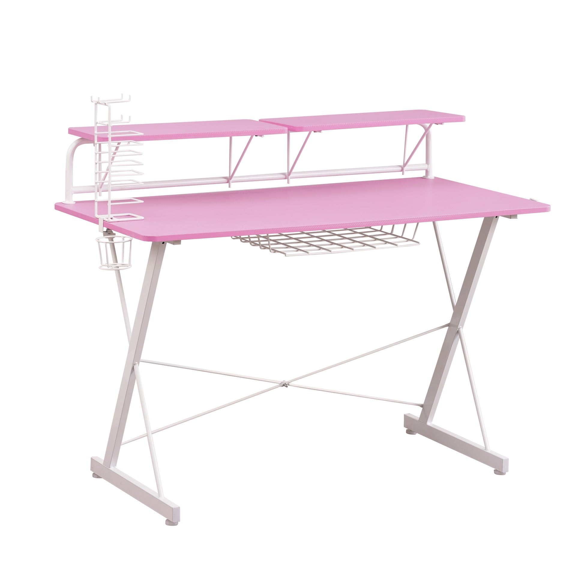 Techni Sport TS-200 Carbon Computer Gaming Desk with Shelving, Pink - Best Buy Furniture