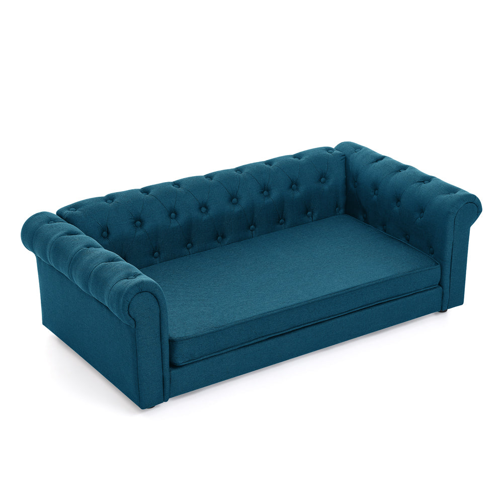 Elegant Rectangular Pet Bed for Big and Oversized Dogs - Dark Blue