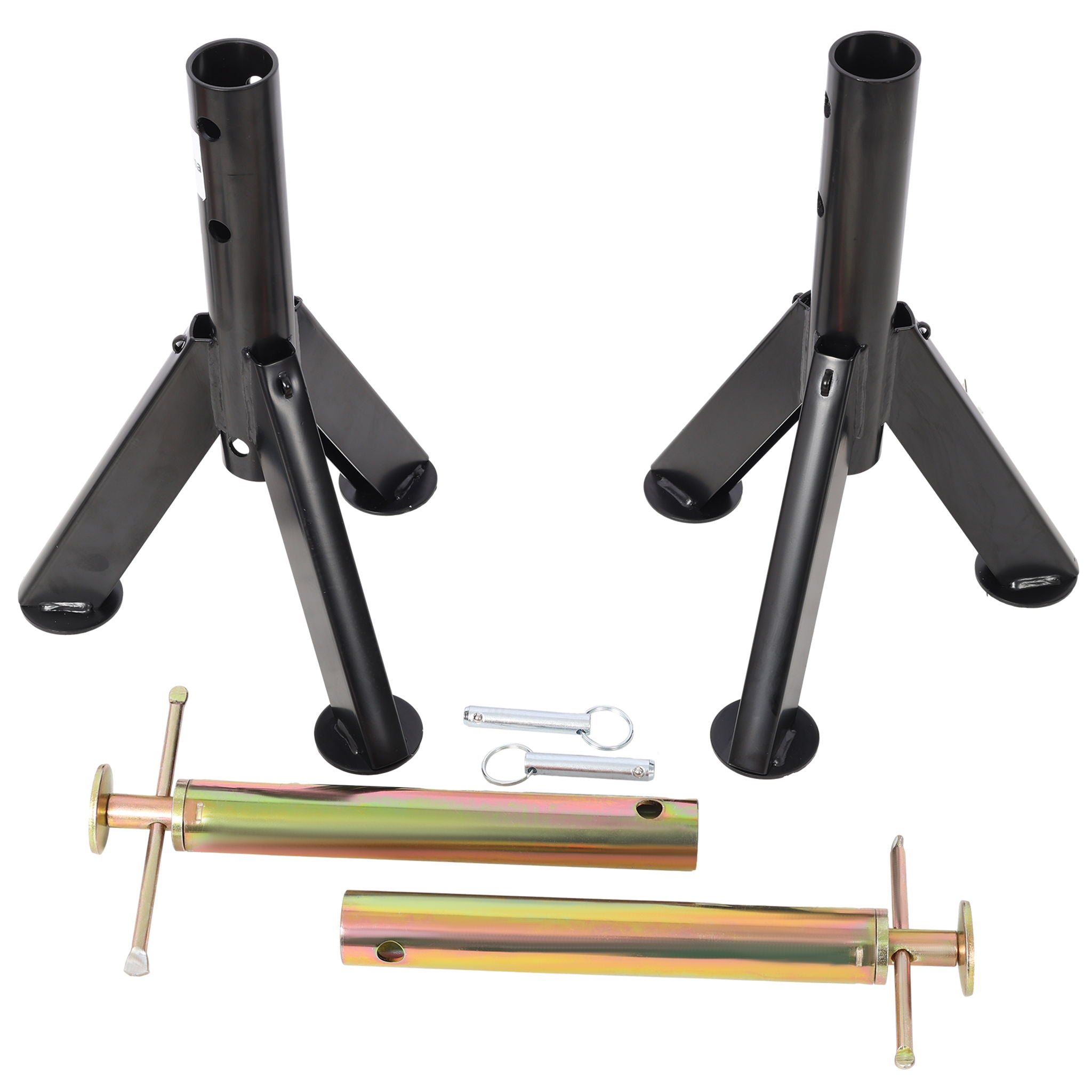 RV Adjustable Telescoping Stabilizer Jack Stand Supports Stabilizer, 16" To 30" (Set of 2) - Black