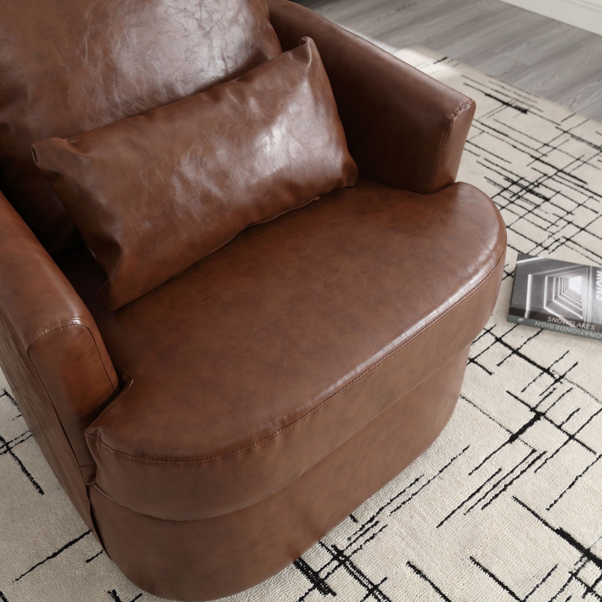 Modern Barrel Comfy Round Accent Sofa Chair, 360 Degree Swivel