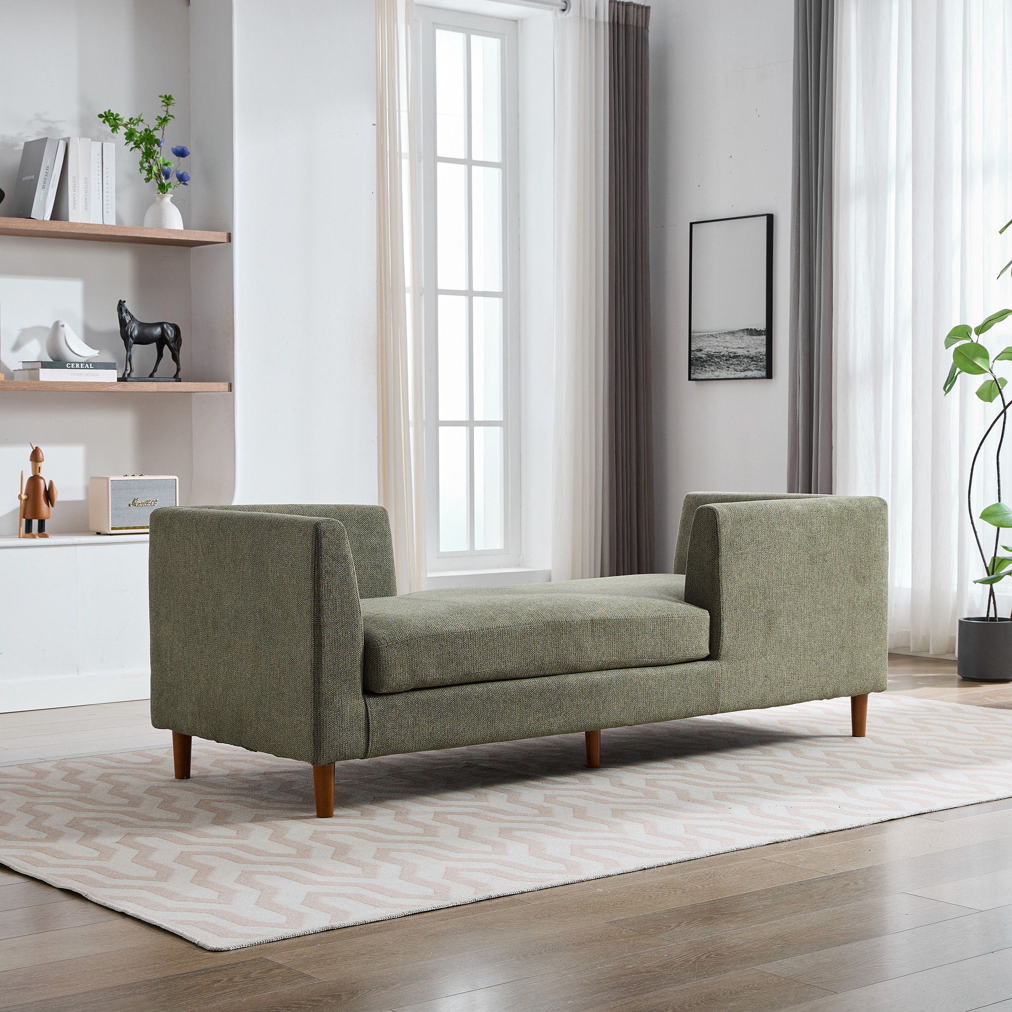 Wide Modern Double Sided Upholstered Chaise Lounge