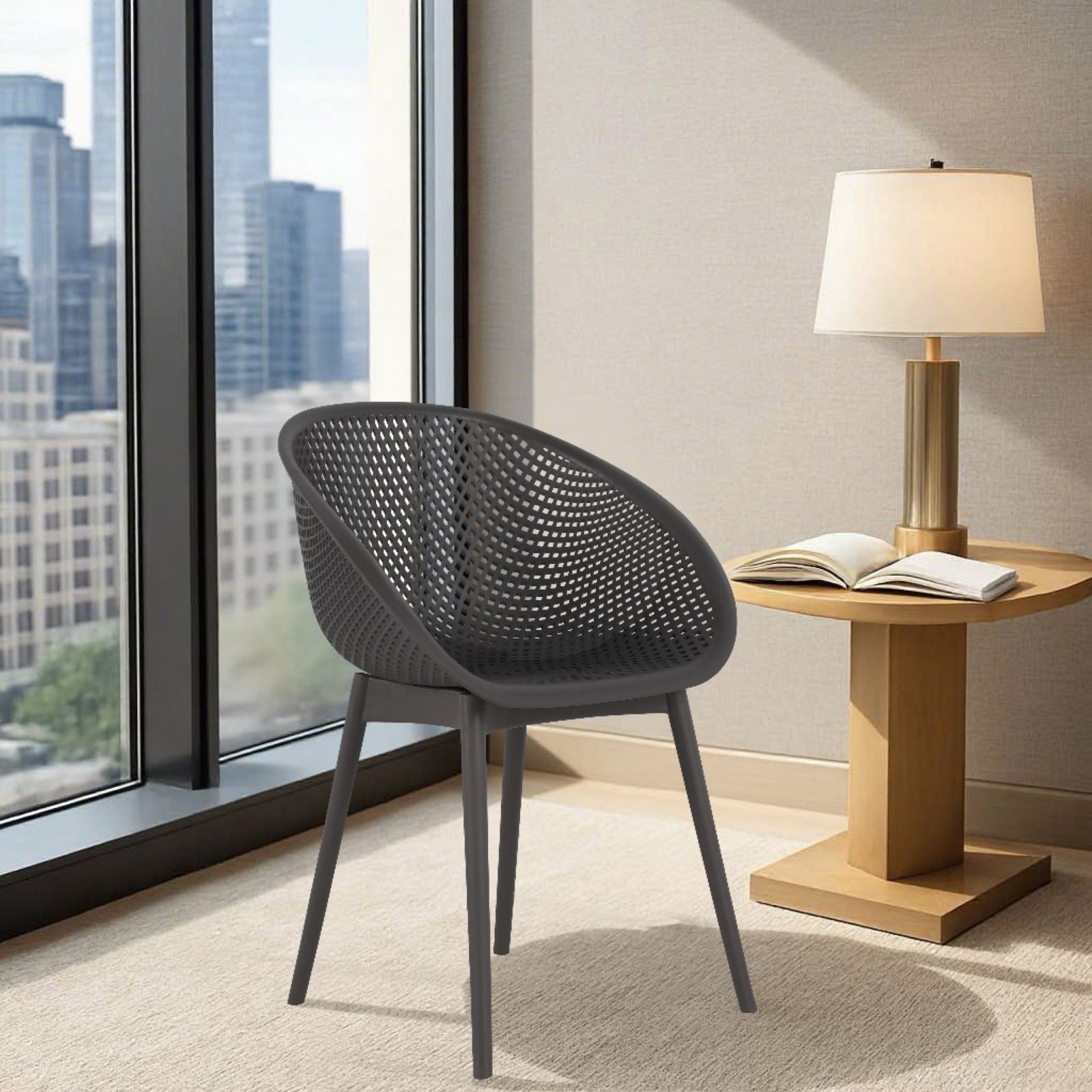 2 Piece Durable Single Chair With Mesh Hollow Out Design