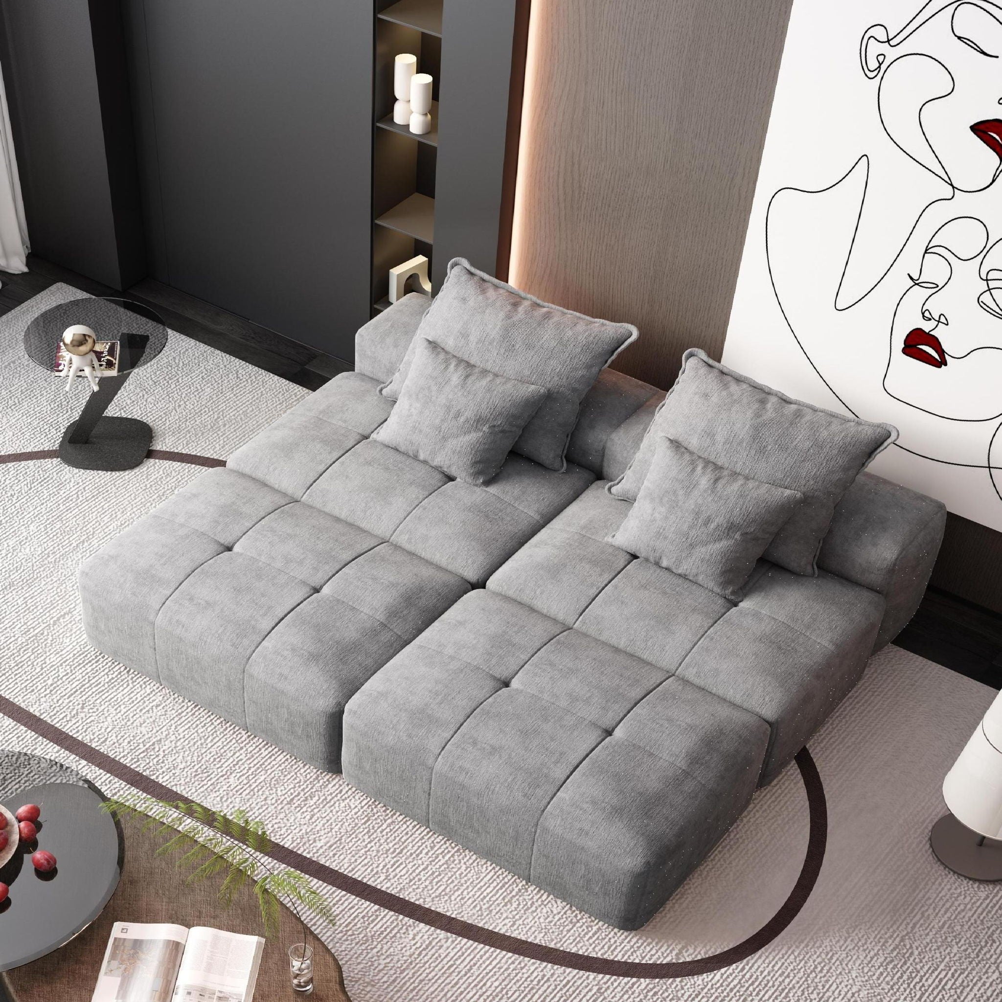 Modern Oversized Diy Combination Modular Sectional Sofa With Pillows