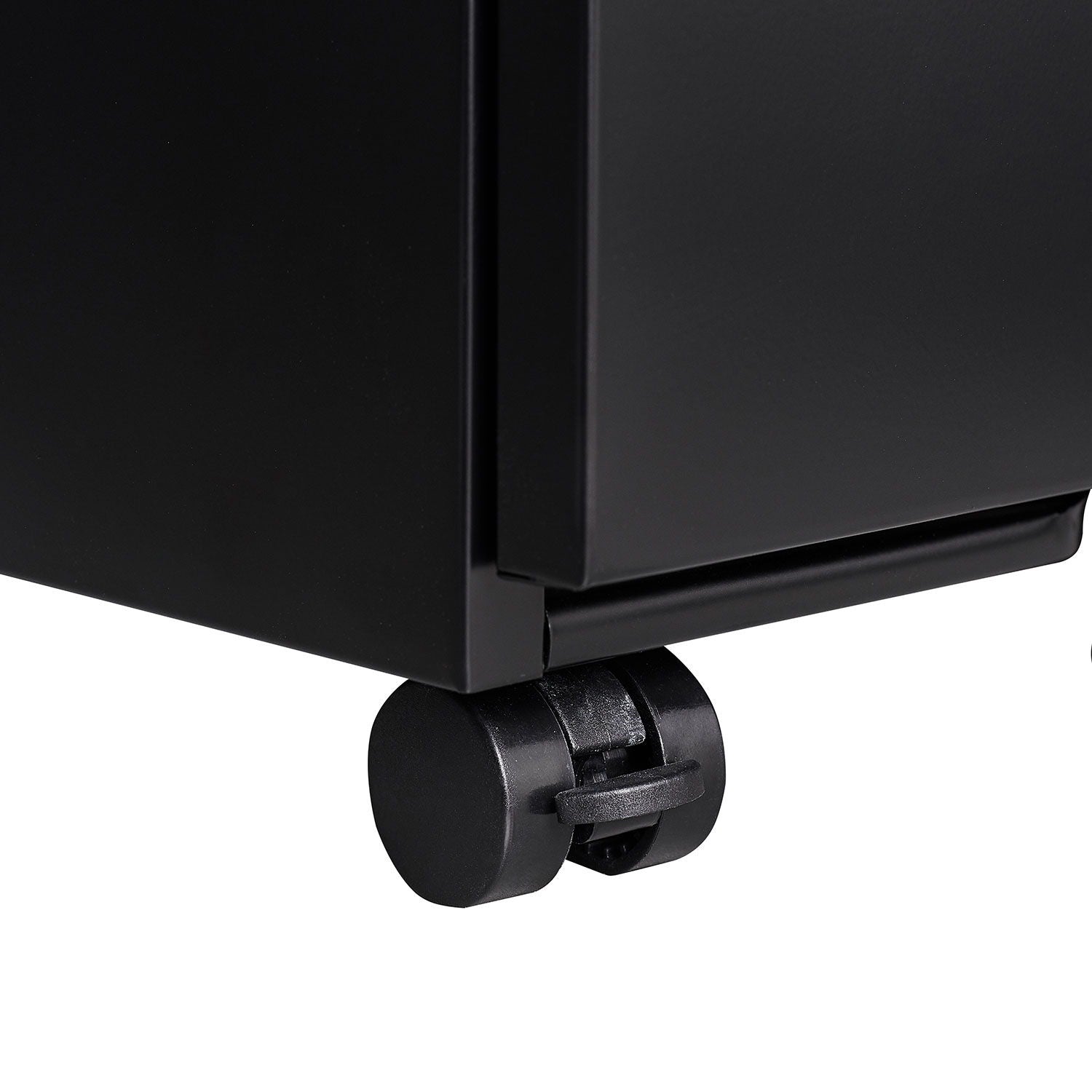 Contemporary Black 3 Drawer Mobile Filing Cabinet With Lock, Metal Office Storage For Legal / Letter Size