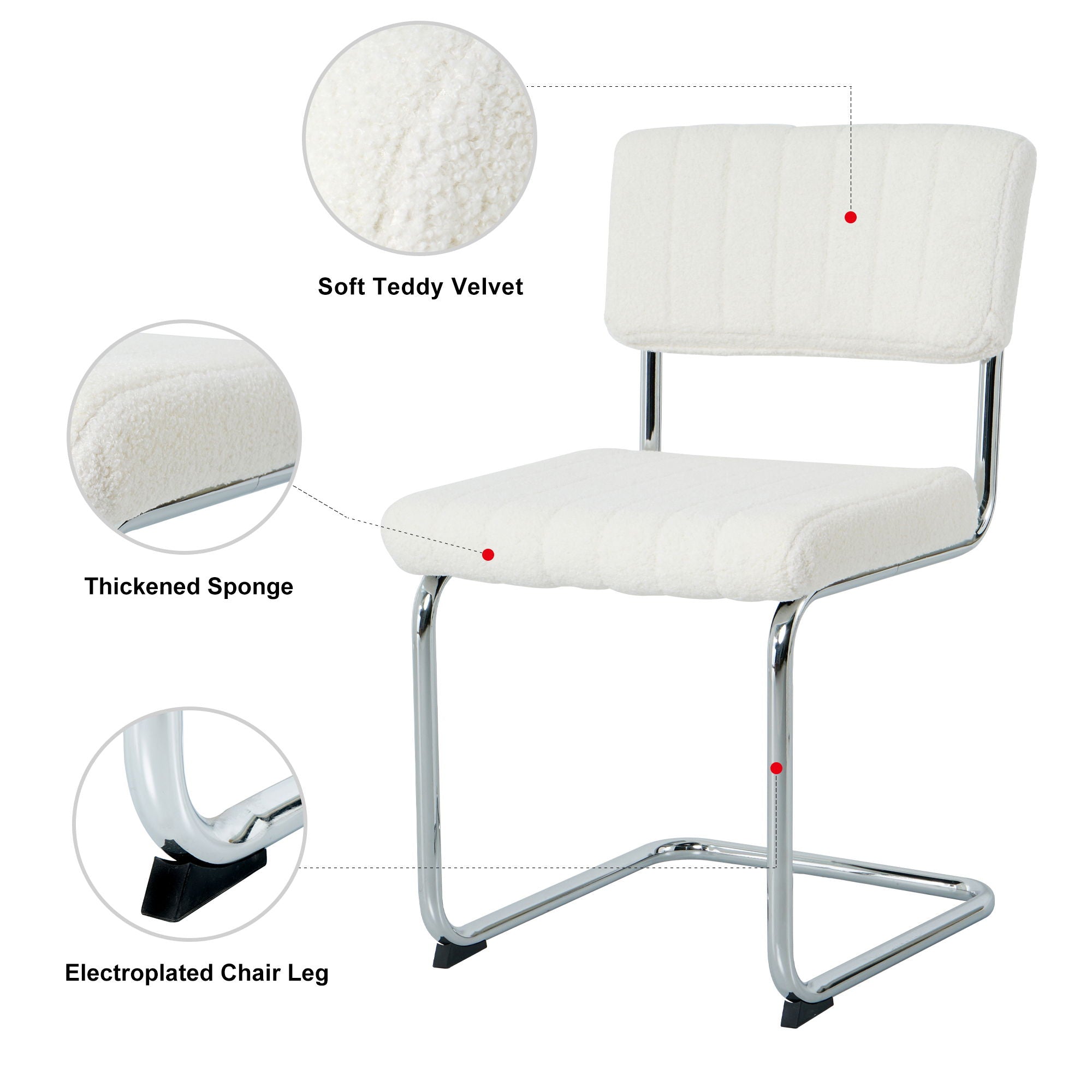 Modern Luxury Dining Chair With Metal Legs And Bow Design (Set of 4)