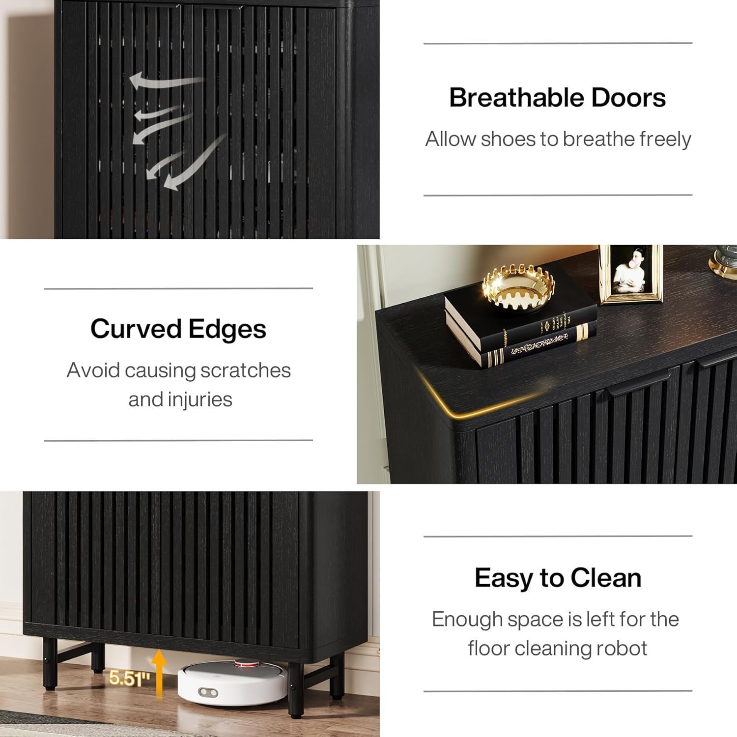 6 Tier Shoe Cabinet With Louvered Doors