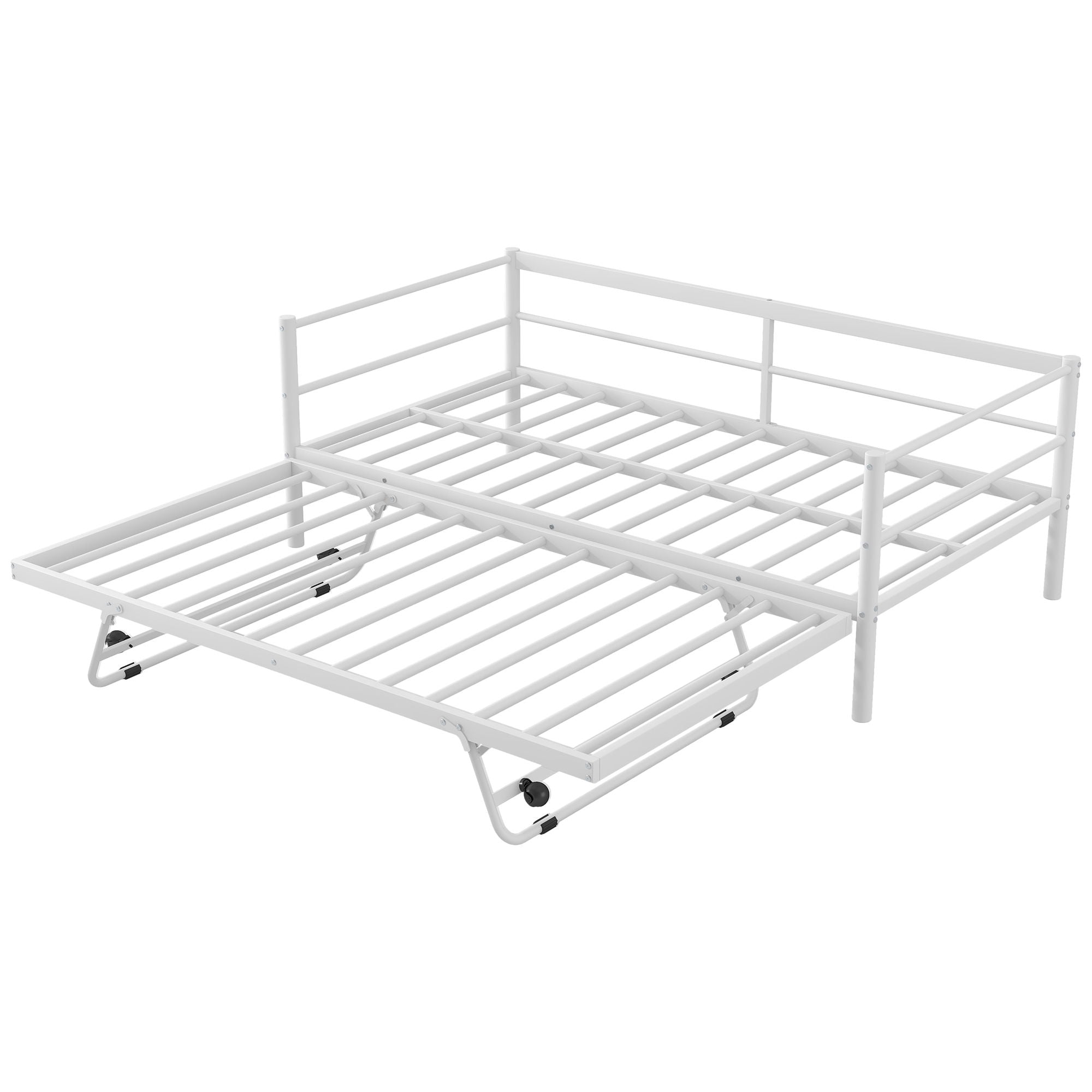 Industrial Metal Daybed With Adjustable Pop Up Trundle And LED Strip