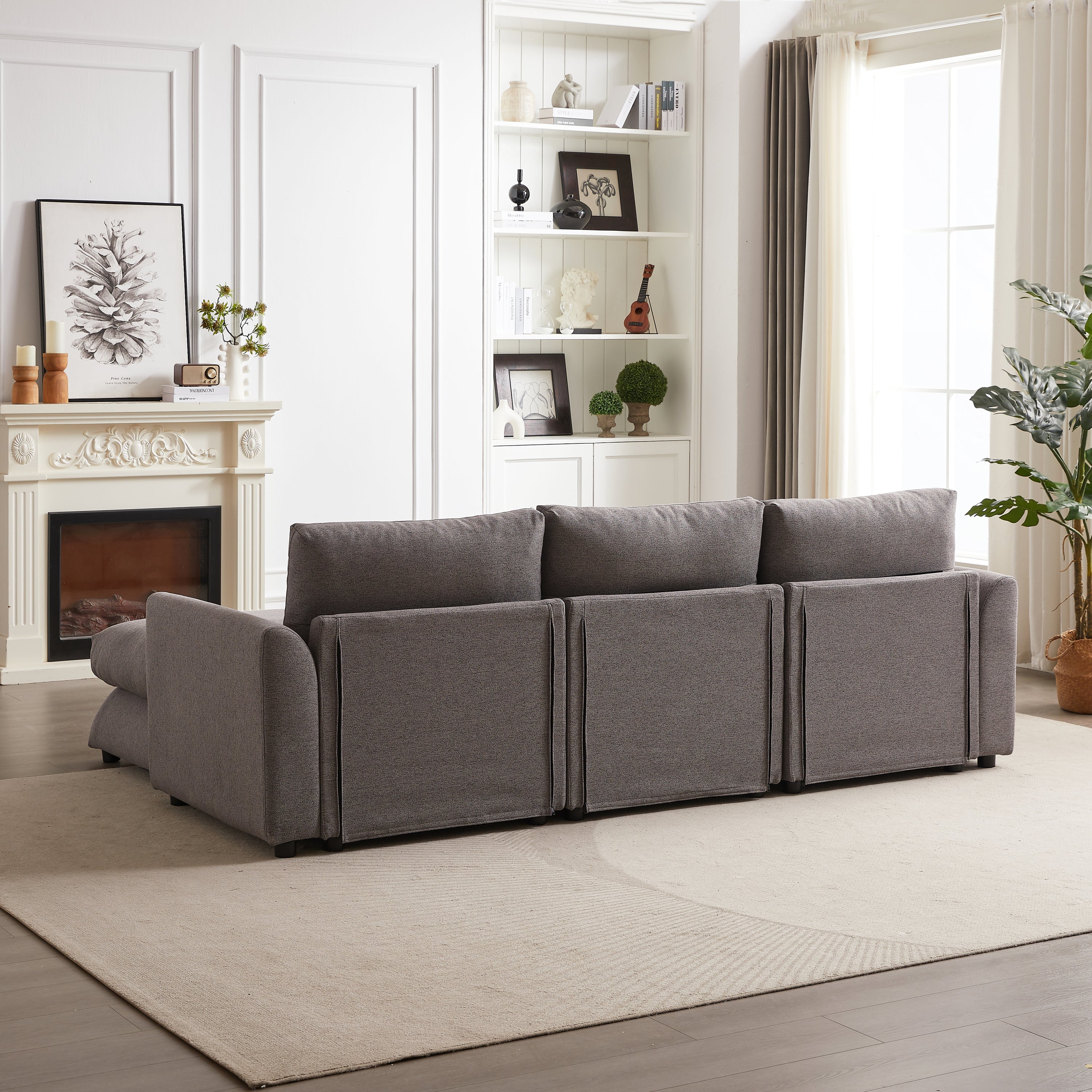 102.2 Inch Combination Modular Sofa with Ottoman Grey