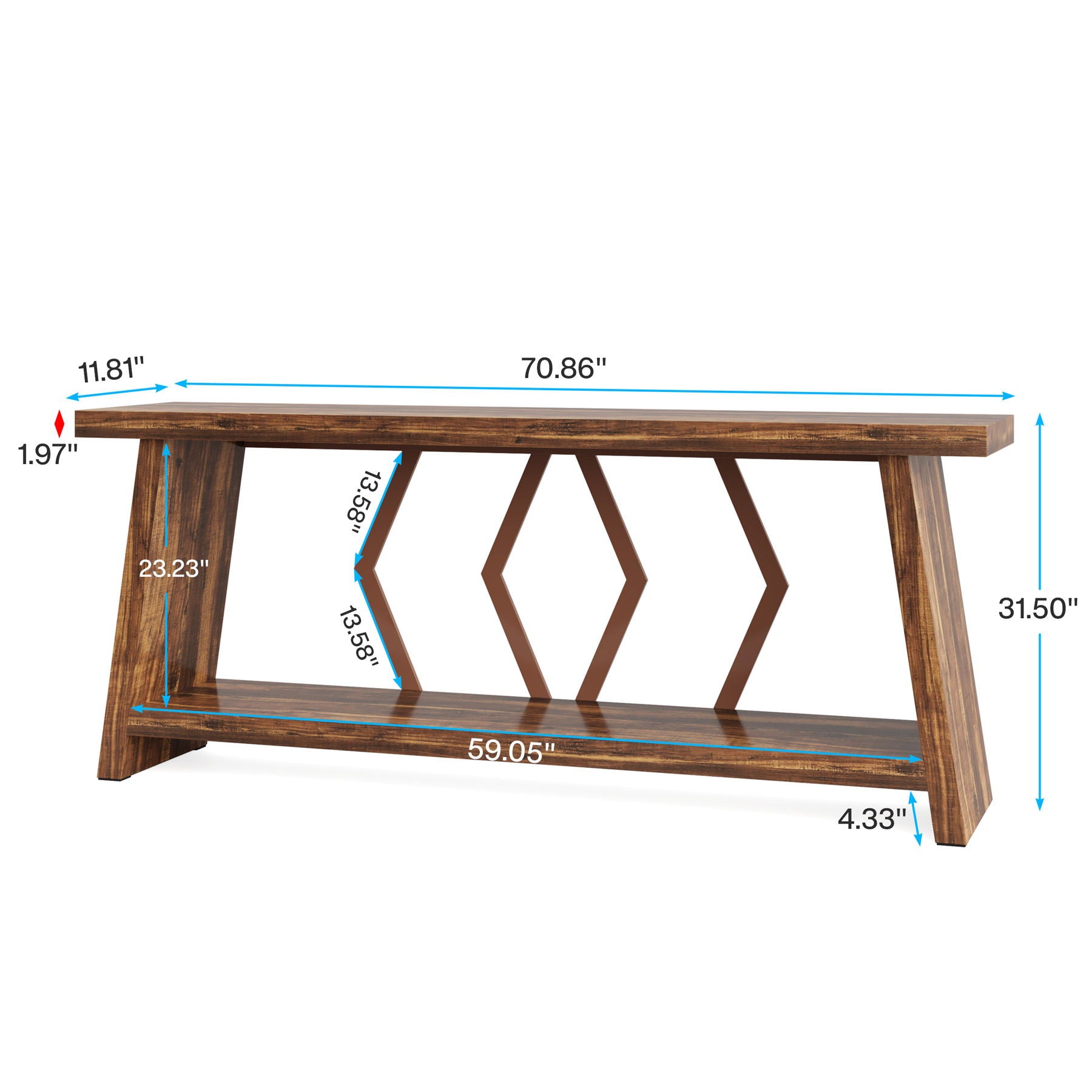 Accent Extra Long Console Table With 2 Tier Storage - Brown