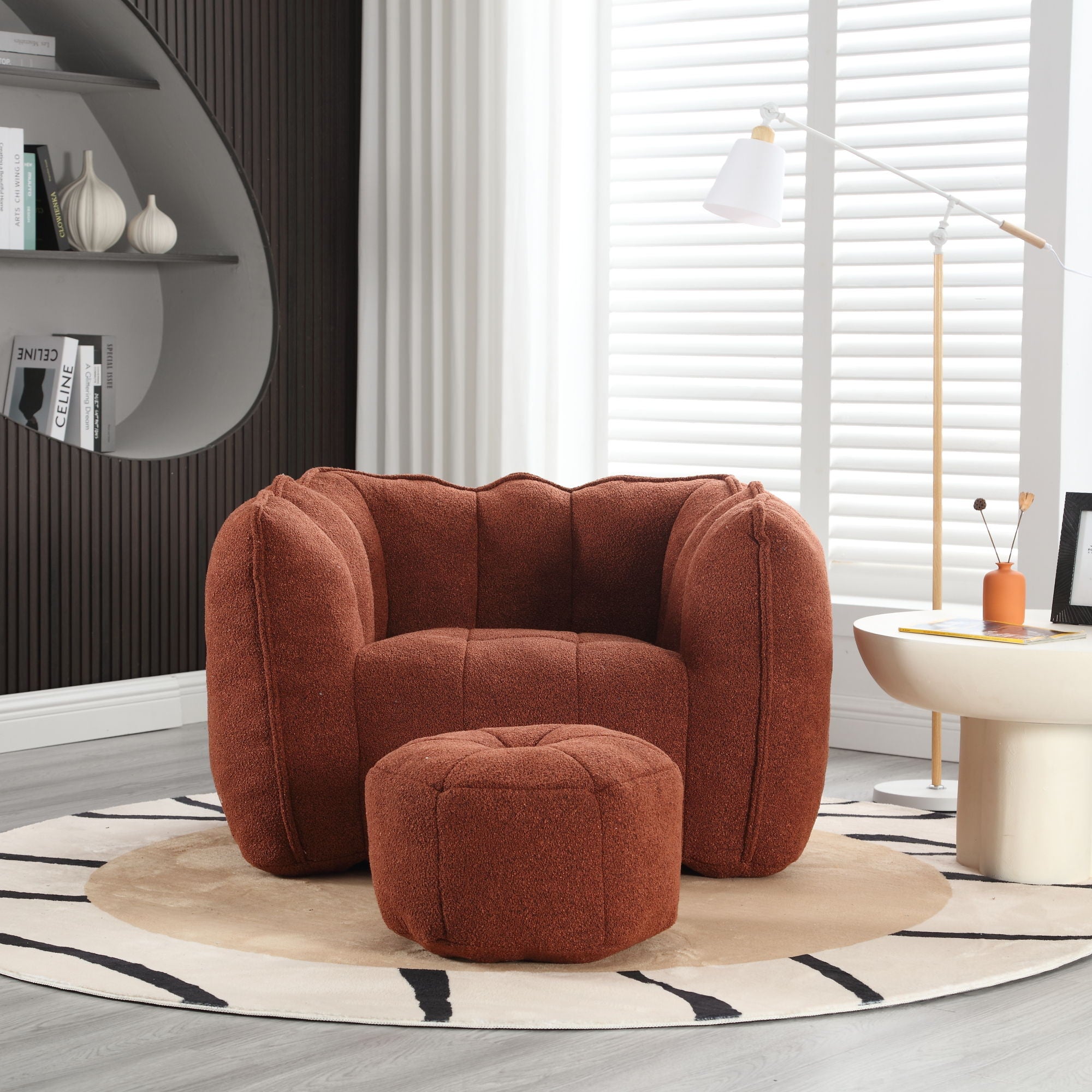 Soft Chenille Bean Bag Chair With High Resilient Foam