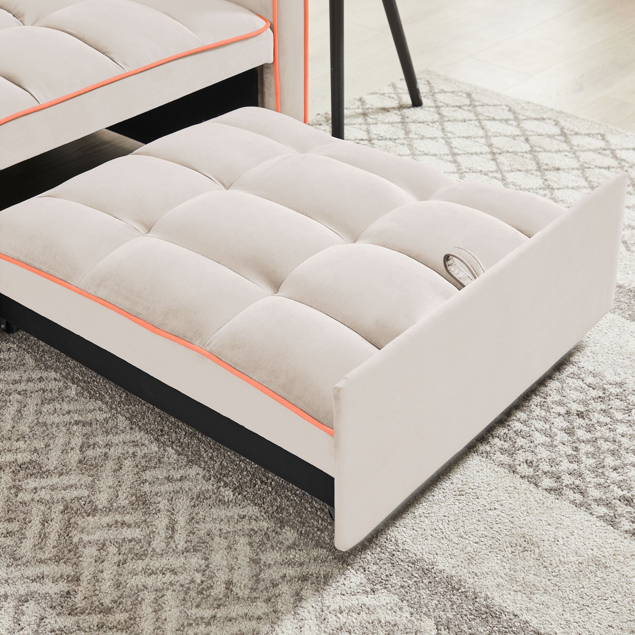 Modern Velvet 3 In 1 Sofa Bed Chair, Adjustable Recliner