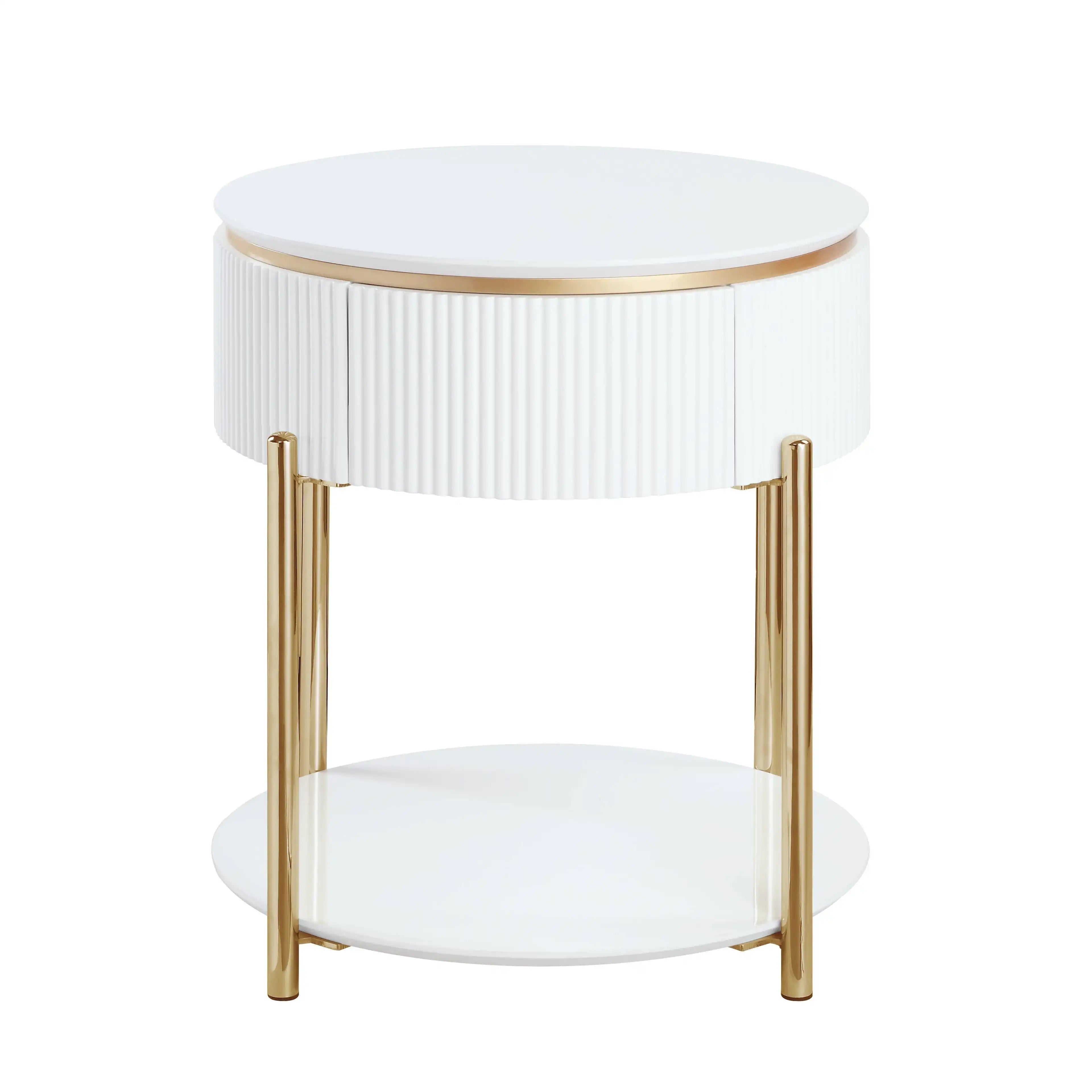 Daveigh - High Gloss End Table - Gold / White - Best Buy Furniture