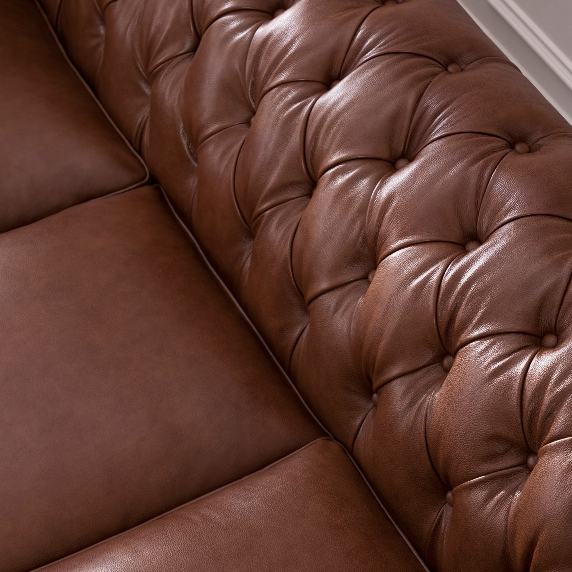 Traditional Tufted Leather Chesterfield Nailhead Sofa - Best Buy Furniture