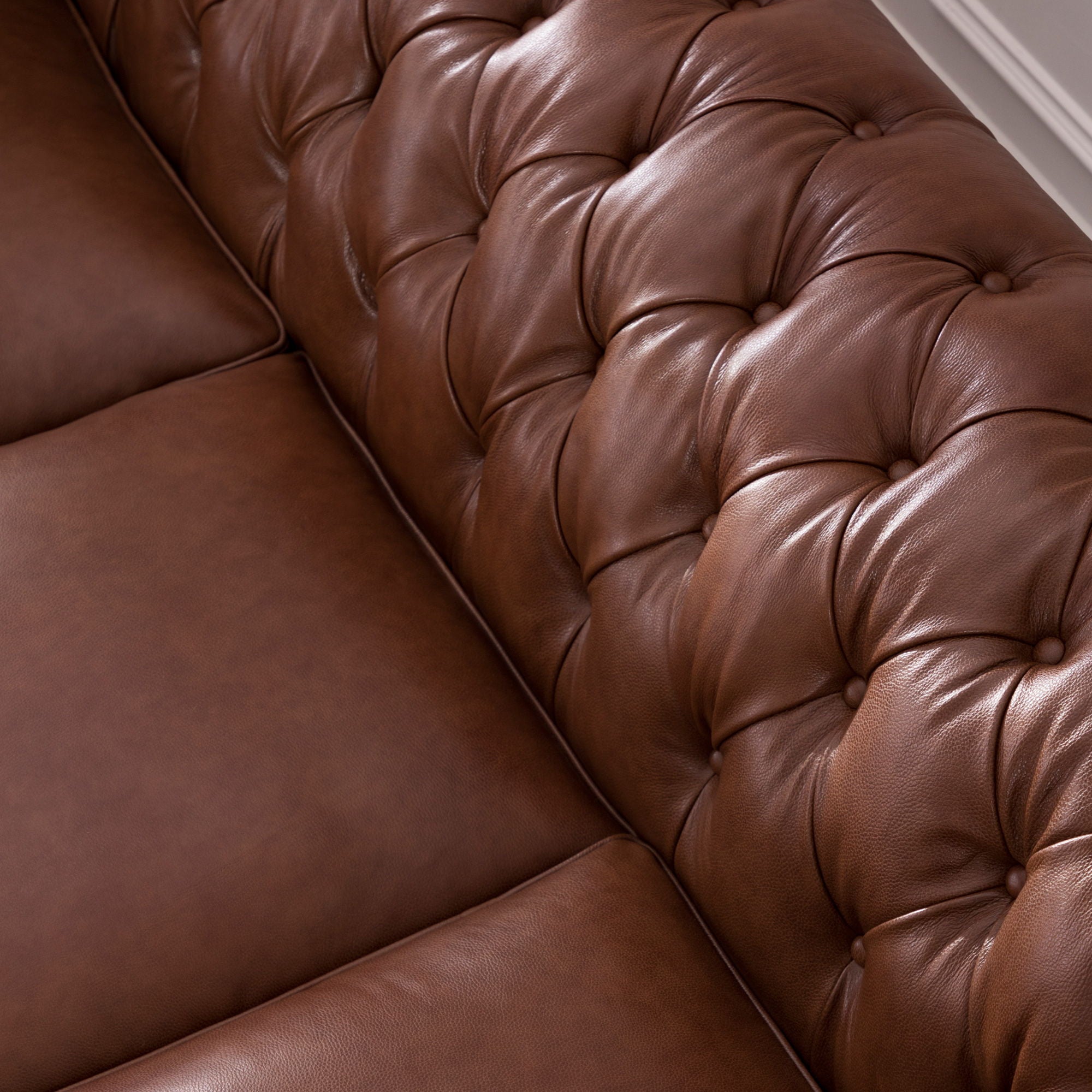 Traditional Tufted Leather Chesterfield Nailhead Sofa - Best Buy Furniture