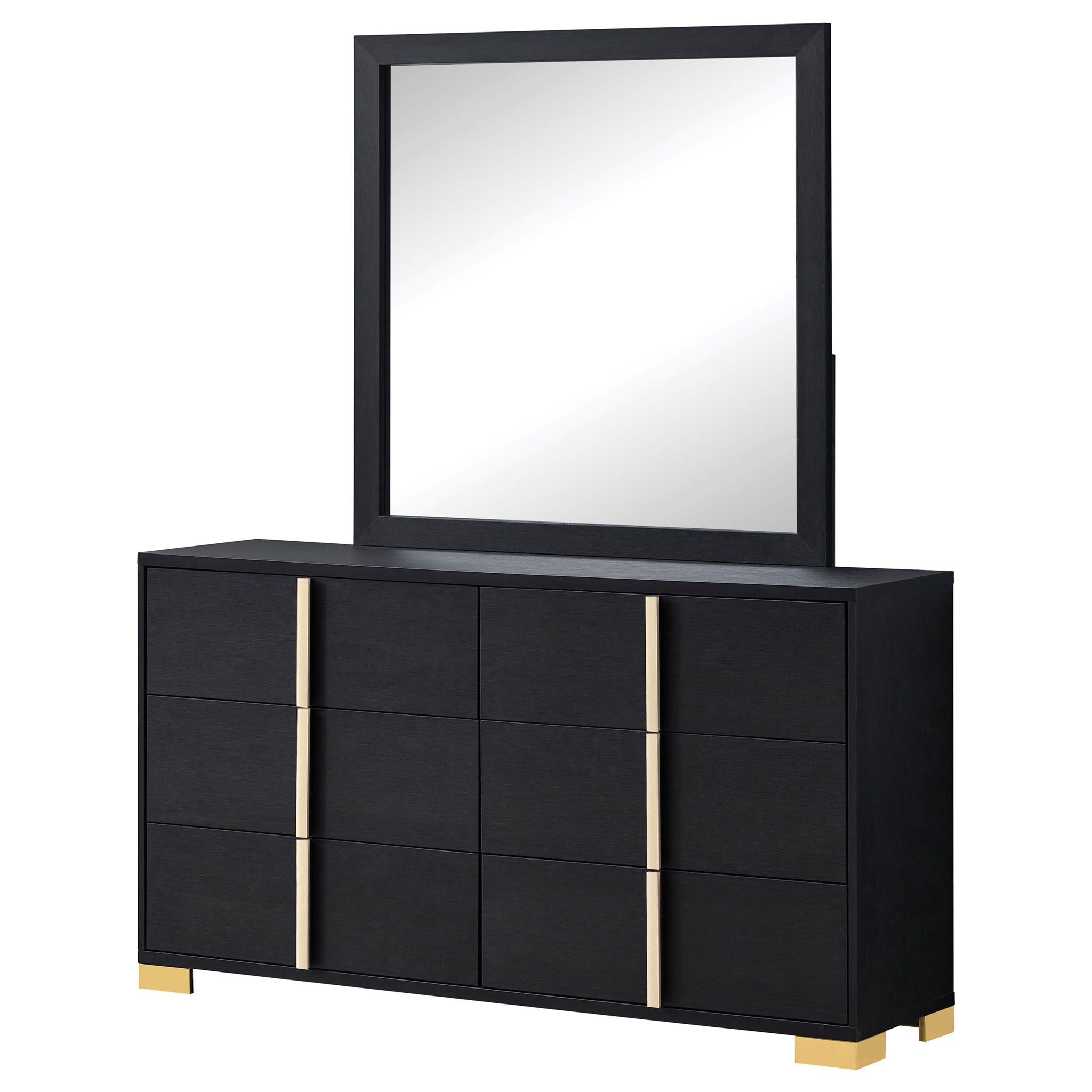 Jeremiah - 6 Drawer Dresser With Mirror - Black