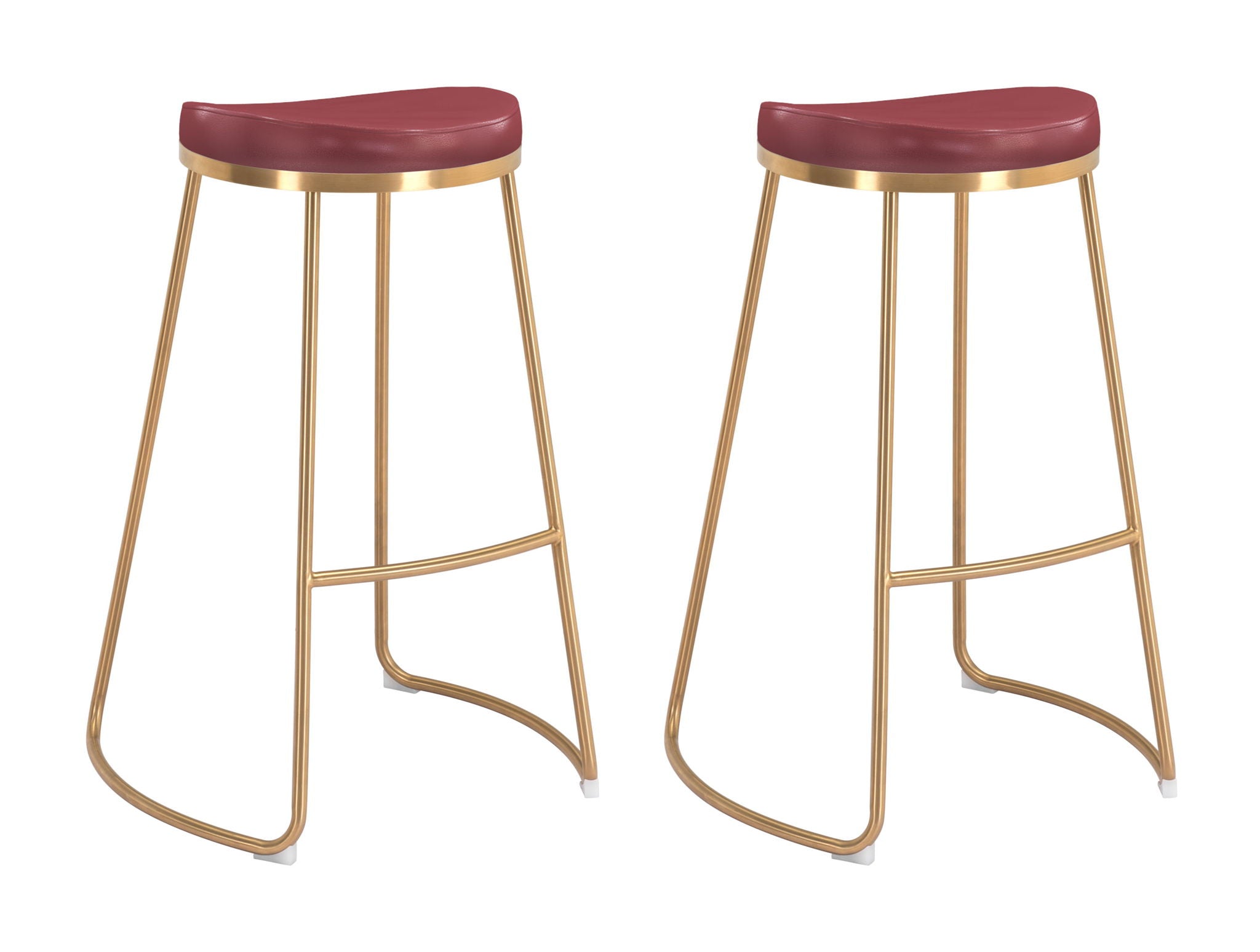 Bree - Barstool (Set of 2) - Burgundy & Gold