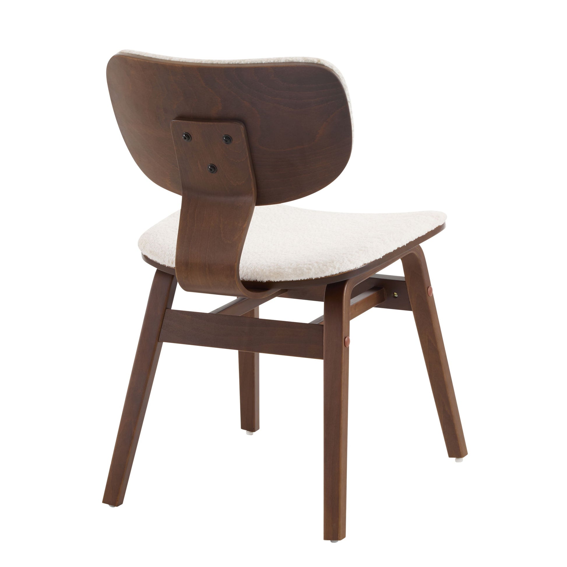 Modern Boucle Fabric Upholstered Side Chair, Bentwood Frame - White / Walnut - Best Buy Furniture