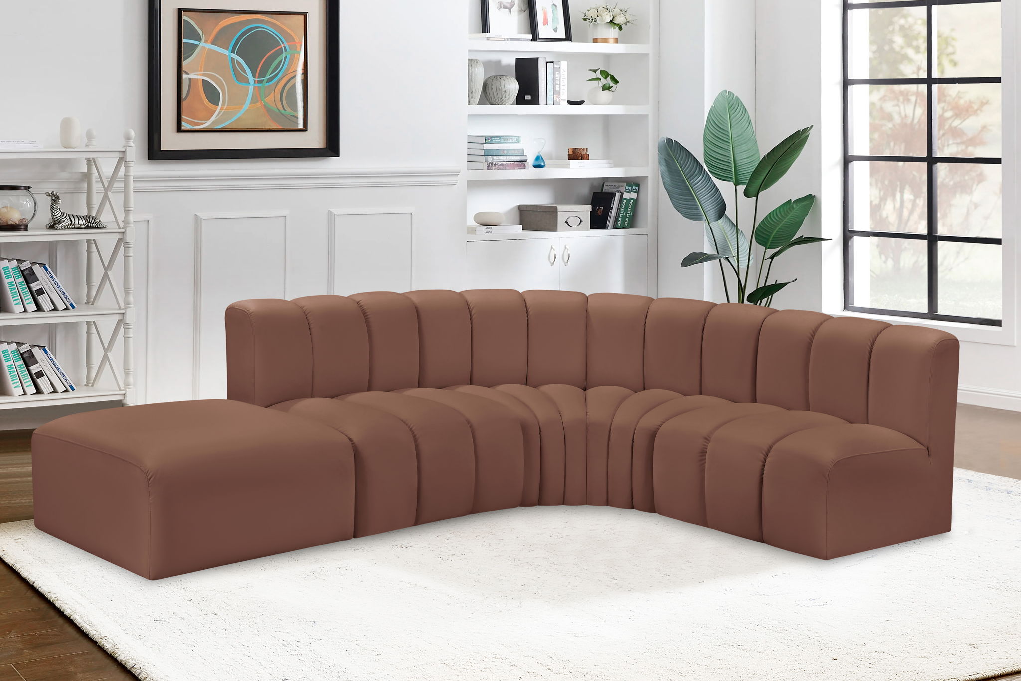 Arc - Faux Leather 5 Piece Corner Modular Sofa