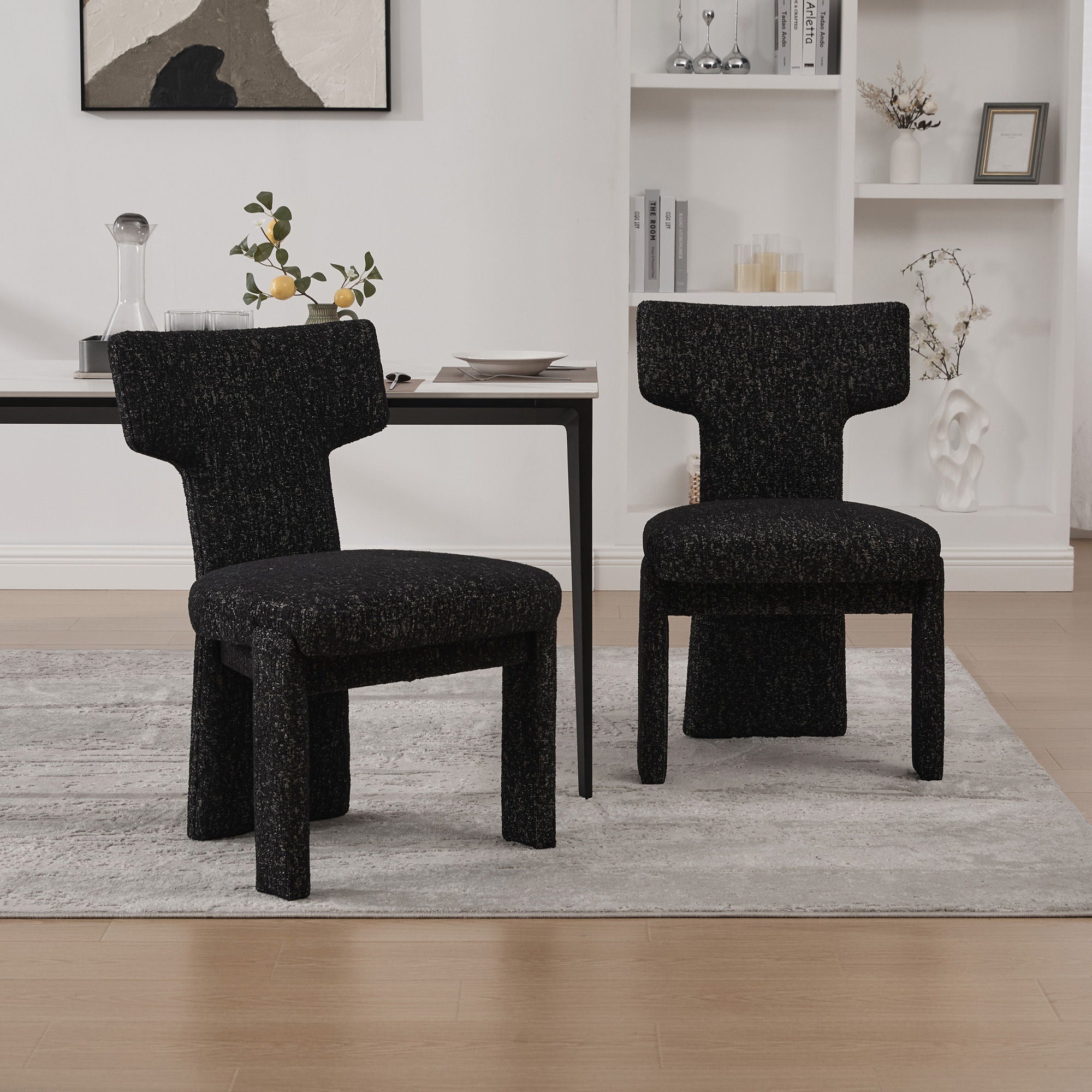 Armless Curved Back Accent Chairs (Set of 2)