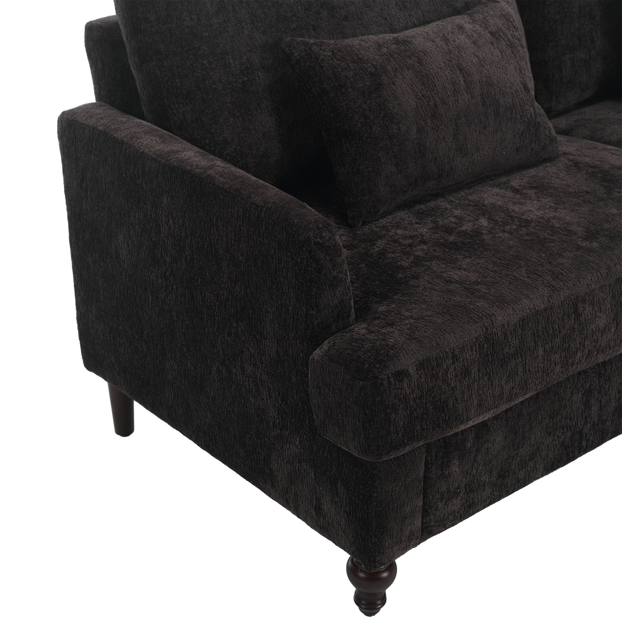 Mid Century Modern Chenille Fabric Loveseat Sofa, 2 Seat Upholstered Couch
