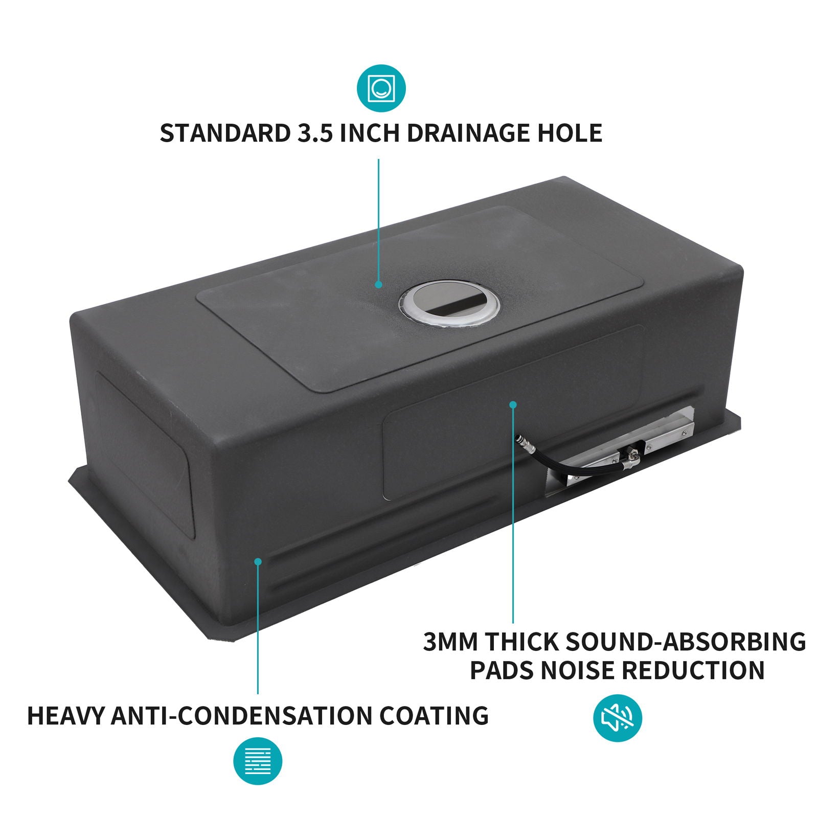 Undermount Stainless Steel Kitchen Sink With Pull Down Faucet & Ledge Workstation