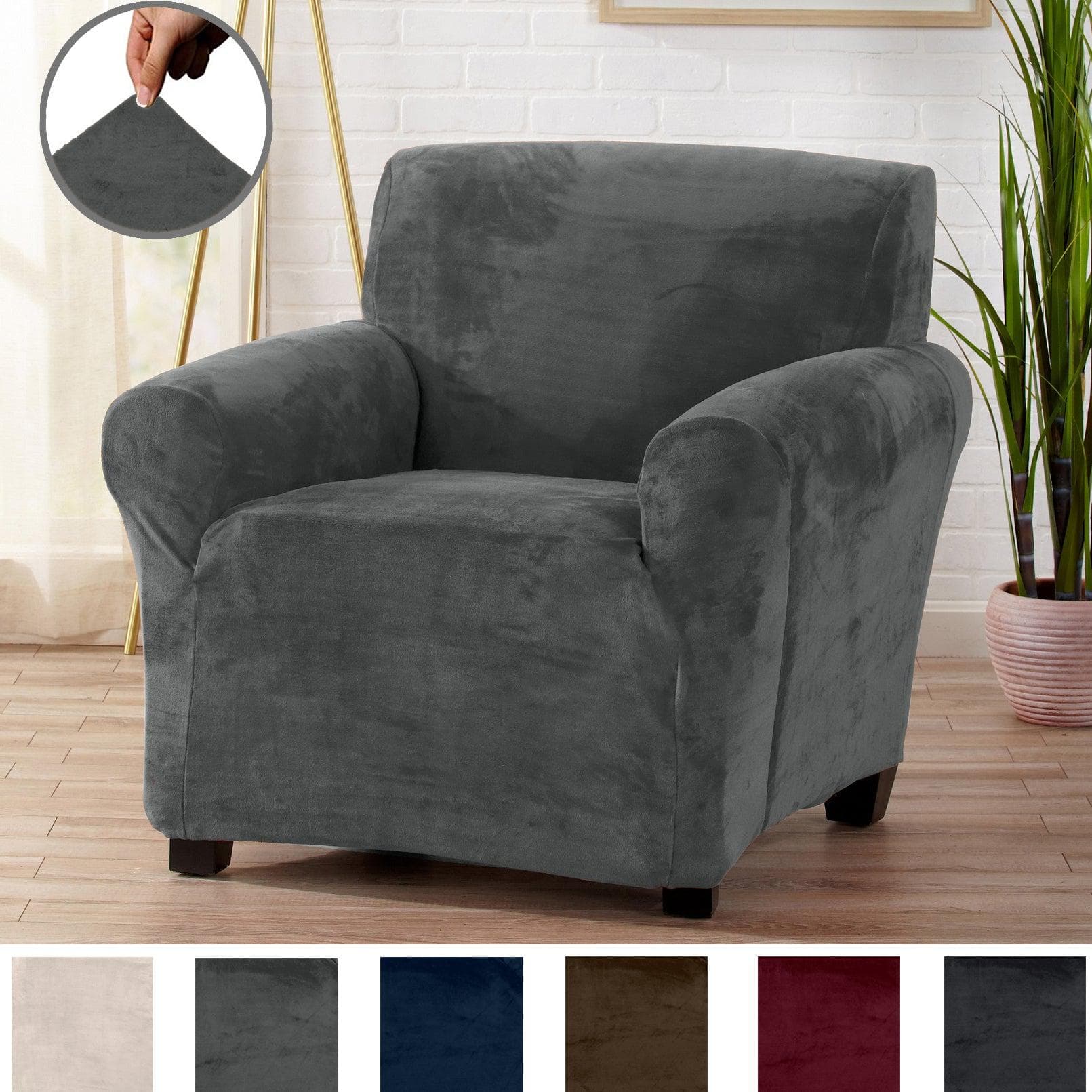Velvet Stretch Slipcover - Gale Collection - Best Buy Furniture