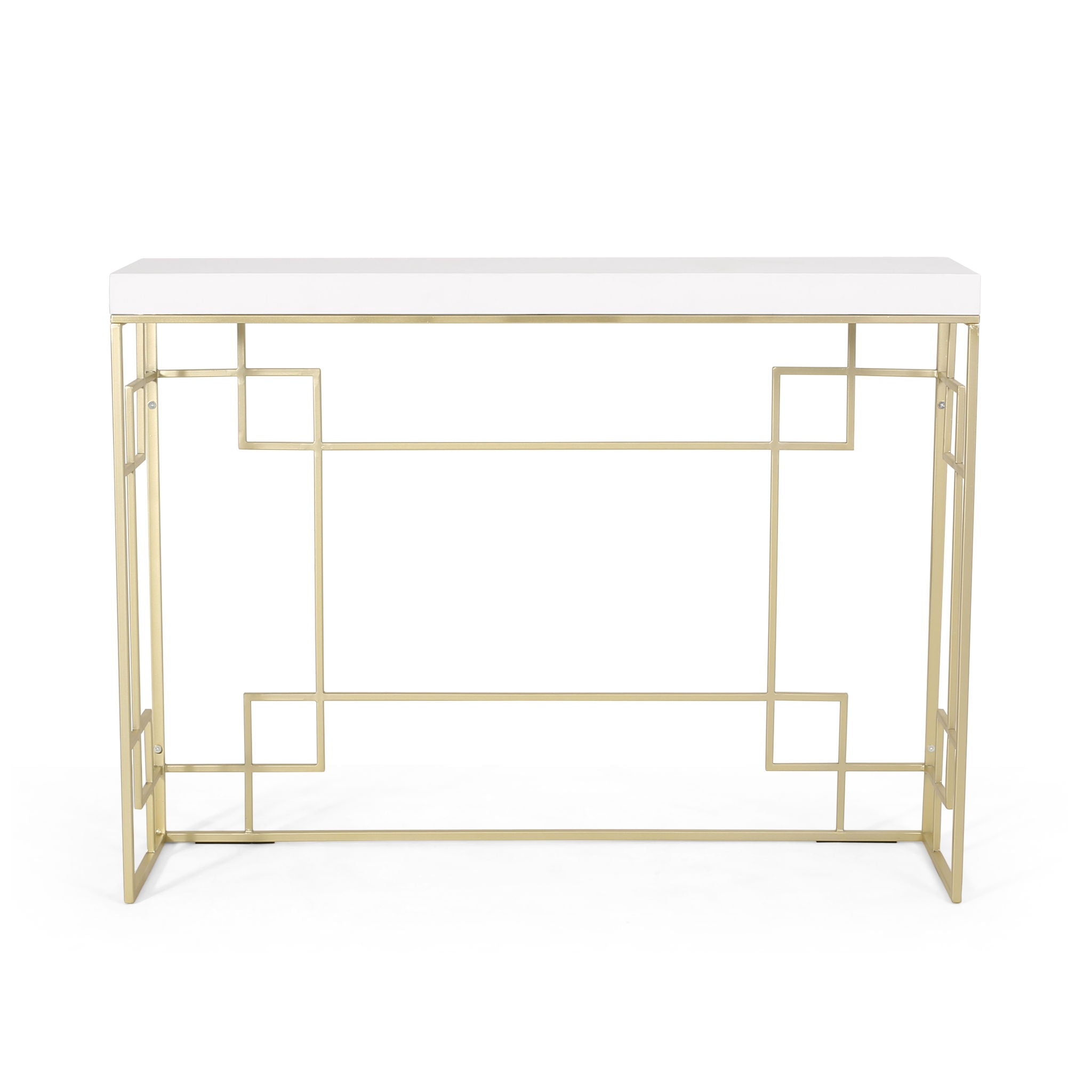 Modern Glam Console Table With Geometric Design - Gold