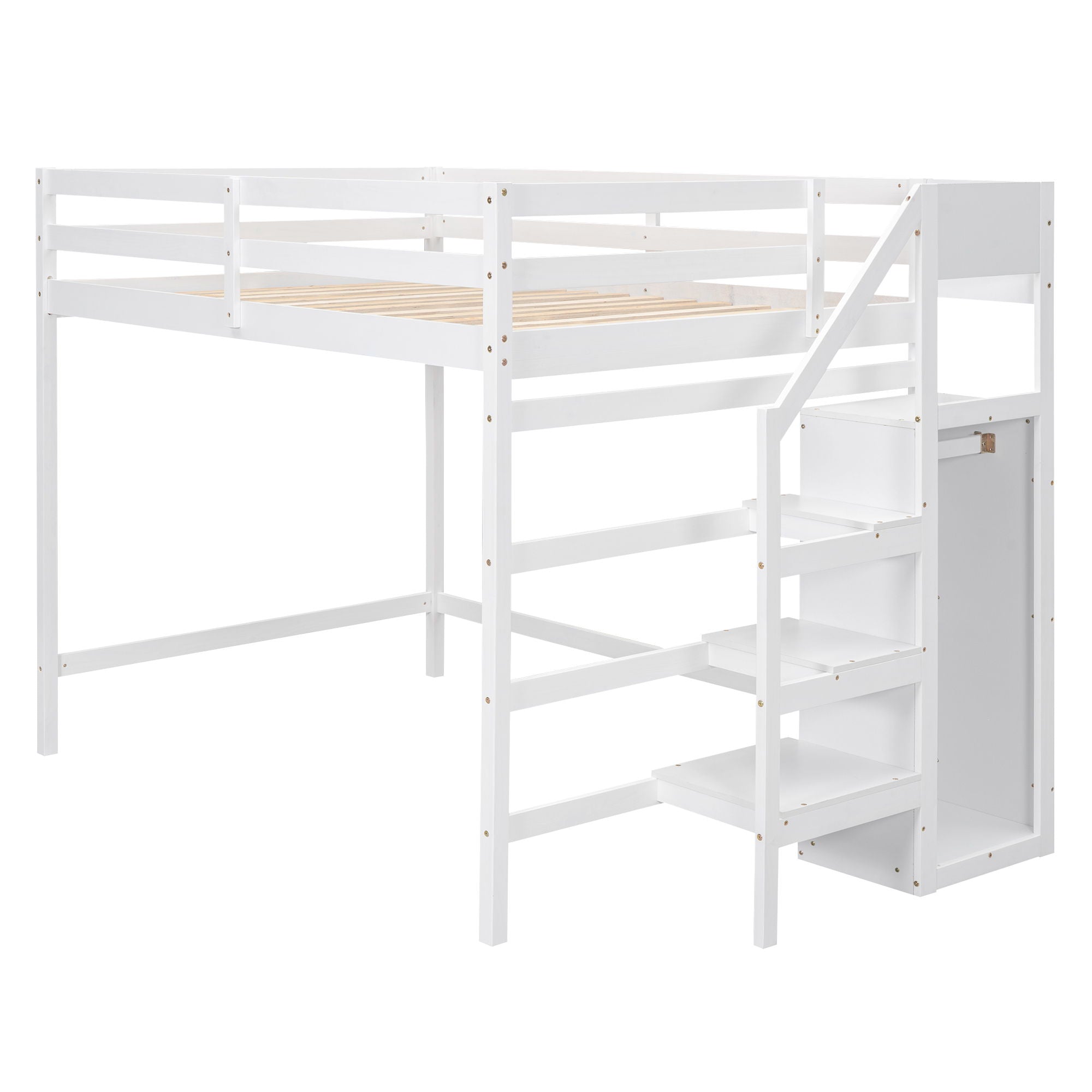 Loft Bed With Built In Storage Wardrobe And Staircase