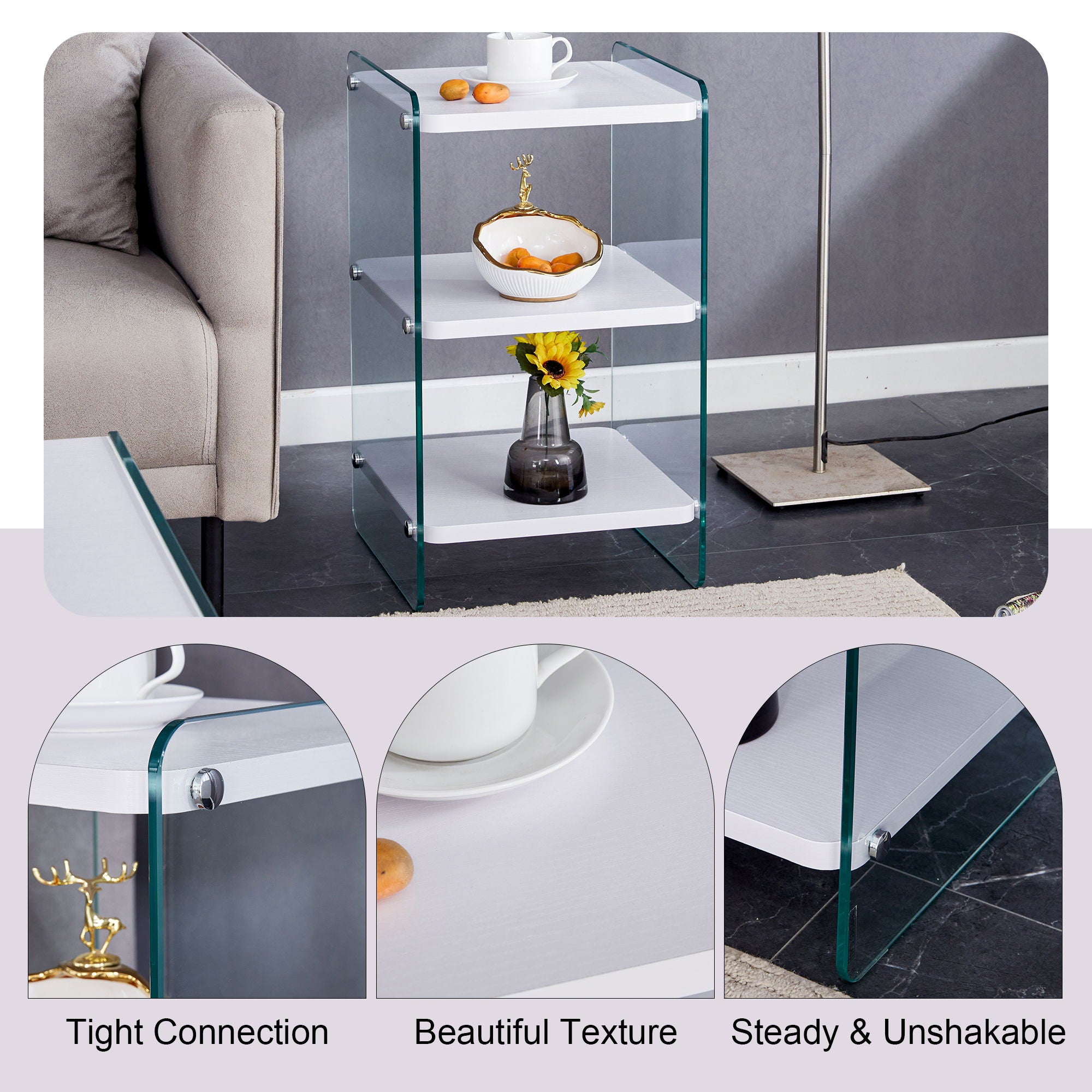 Modern 3 Layer Bedside Cabinet With Storage Function