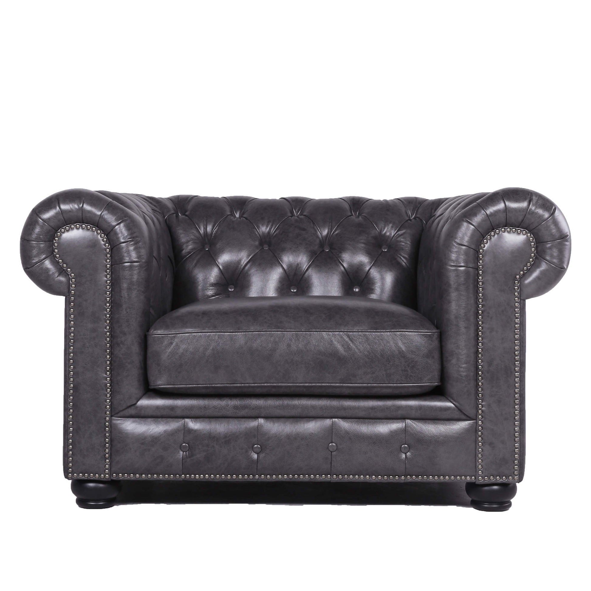 Traditional Tufted Leather Chesterfield Nailhead Chair - Best Buy Furniture